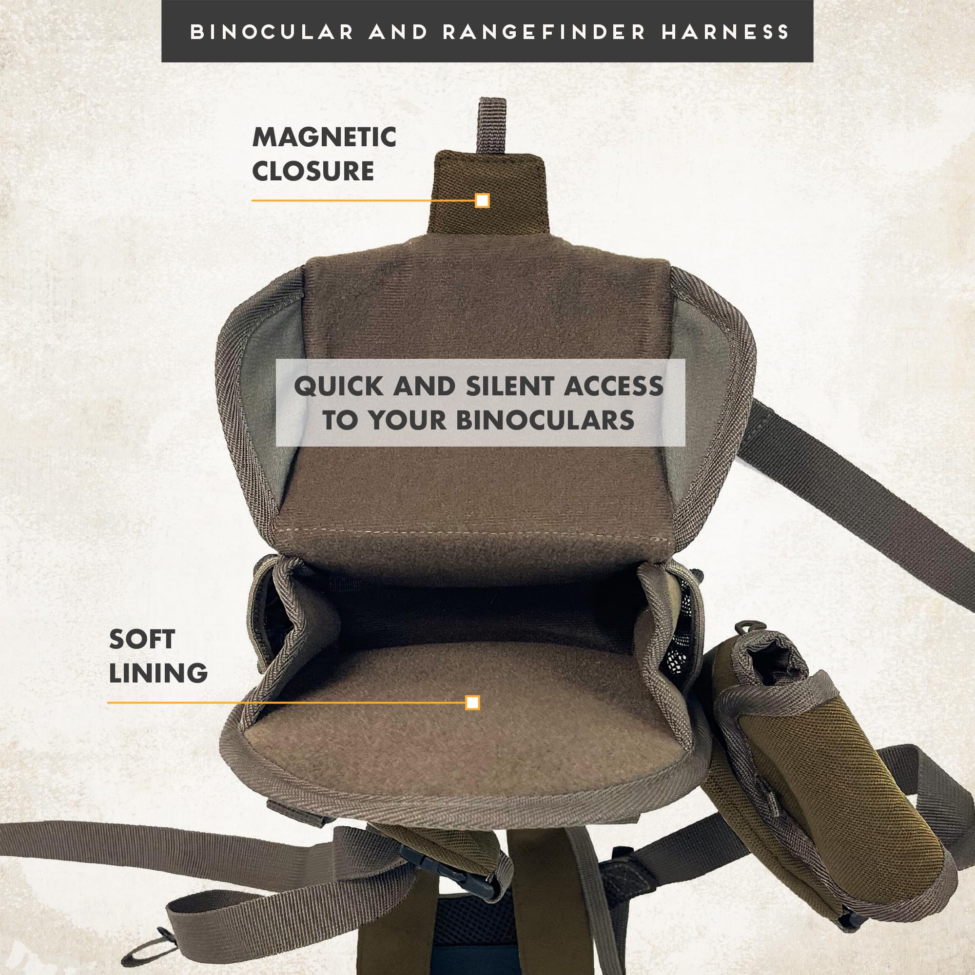 Insights Hunting By Frogg Toggs   Binocular And Range Finder Harness, Solid Elements Brown, One Size