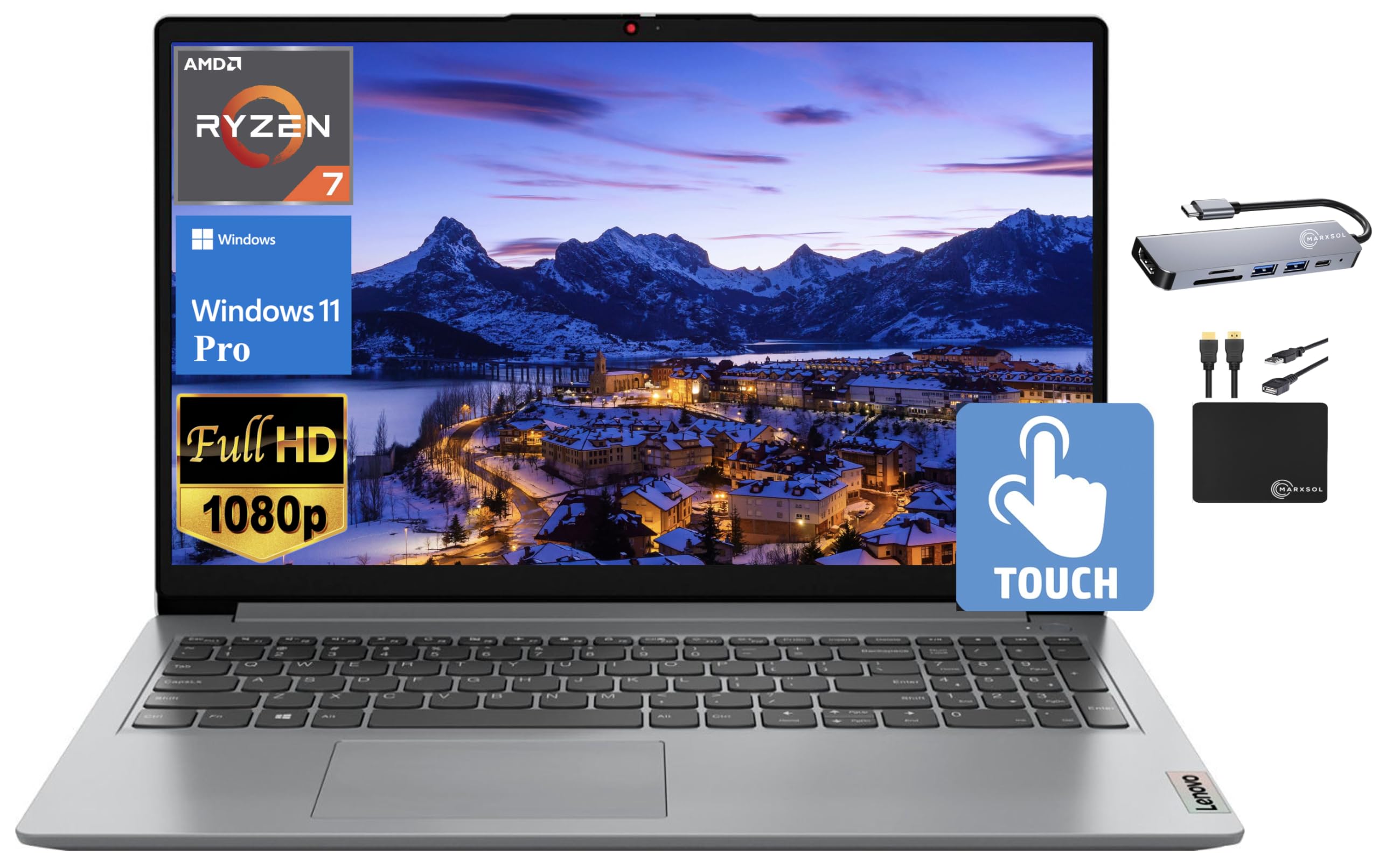 Lenovo Ideapad 2024 Newest Laptop, 15.6'' Fhd Ips Touchscreen, 8 Core Amd Ryzen 7 5700U (Beat I7 1180G7), 16Gb Ram, 1Tb Ssd, Rad