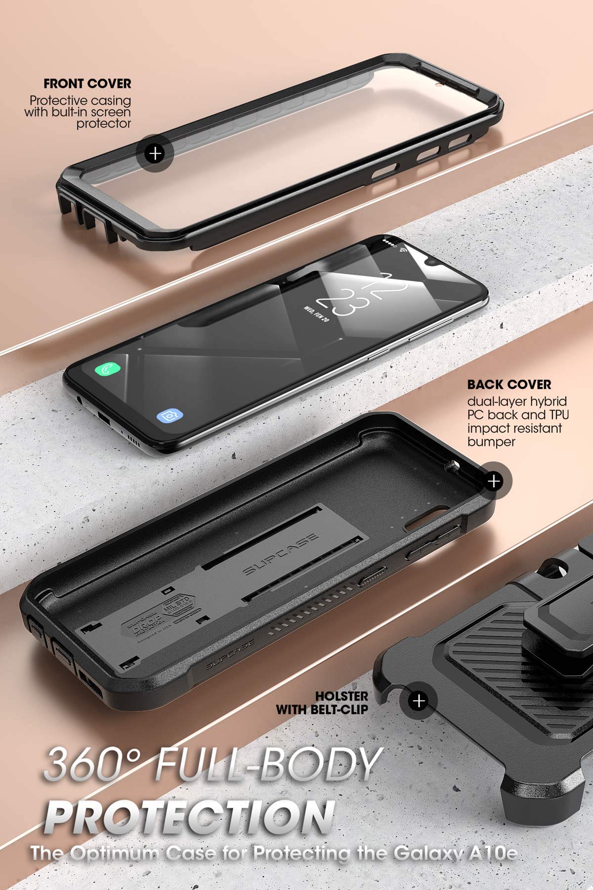 Supcase Unicorn Beetle Pro Series Designed For Samsung Galaxy A10E Case(2019 Release), Full Body Rugged Holster & Kickstand Case