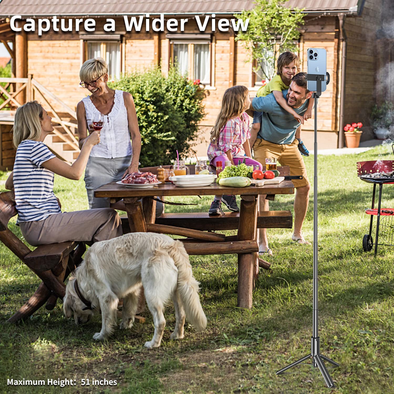 Selfie Stick Tripod For Iphone, Cell Phone Stand For Recording With Wireless Remote, Lightweight Tripod Stand For Iphone 13/12/1