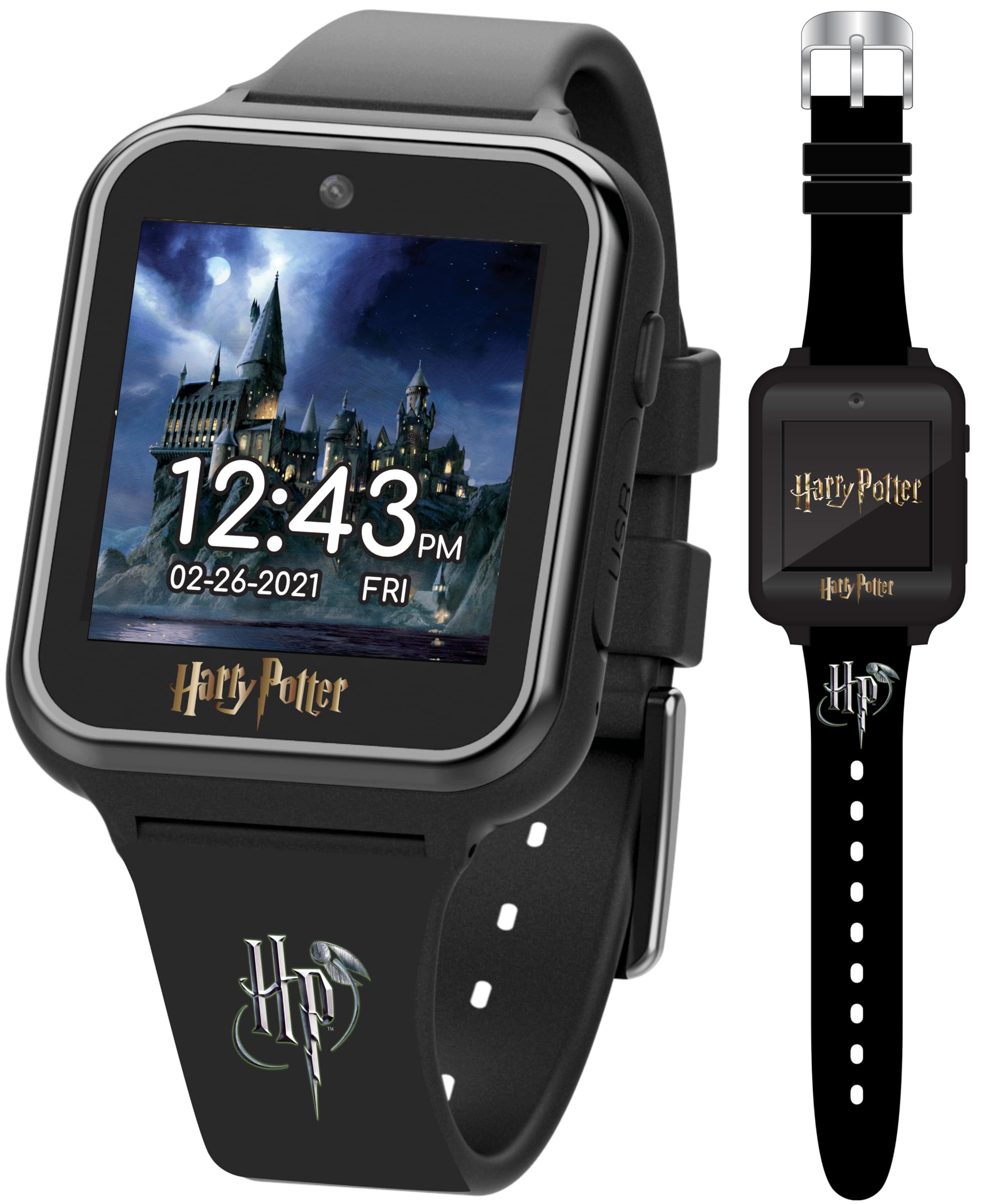 Accutime Kids Harry Potter Educational Learning Touchscreen Black Smart Watch Toy With Black Strap For Girls, Boys, Toddlers   S