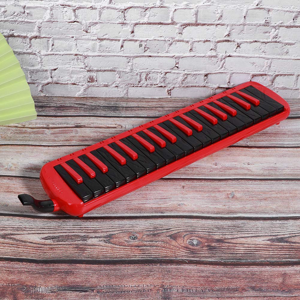 Melodica, 37 Key Melodica Blowpipe Wind Musical Instrument Suitable For Beginner Practice + Bag F37S(Red)