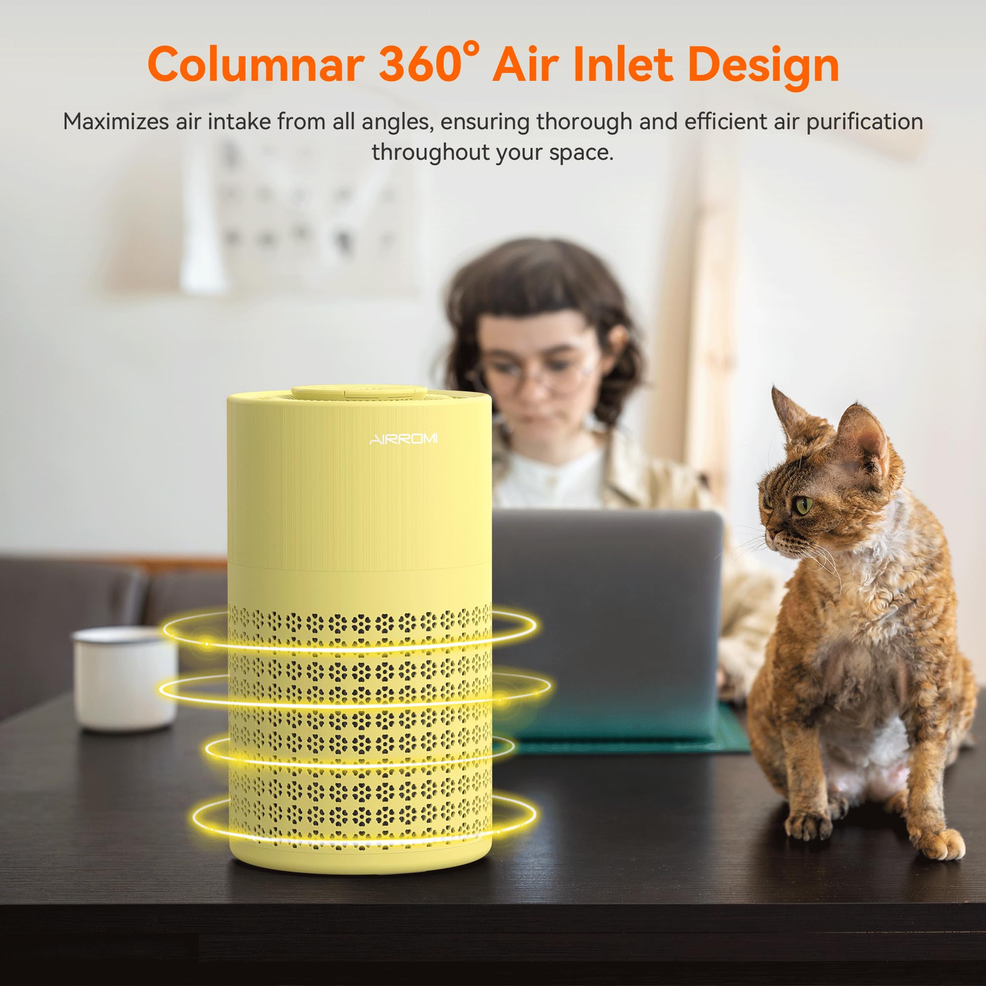 Airromi Air Purifier For Bedroom With Hepa Fet Filters, Pet Air Purifiers For Home Cat Pee Smell, Covers Up To 990Ft, Quiet 360
