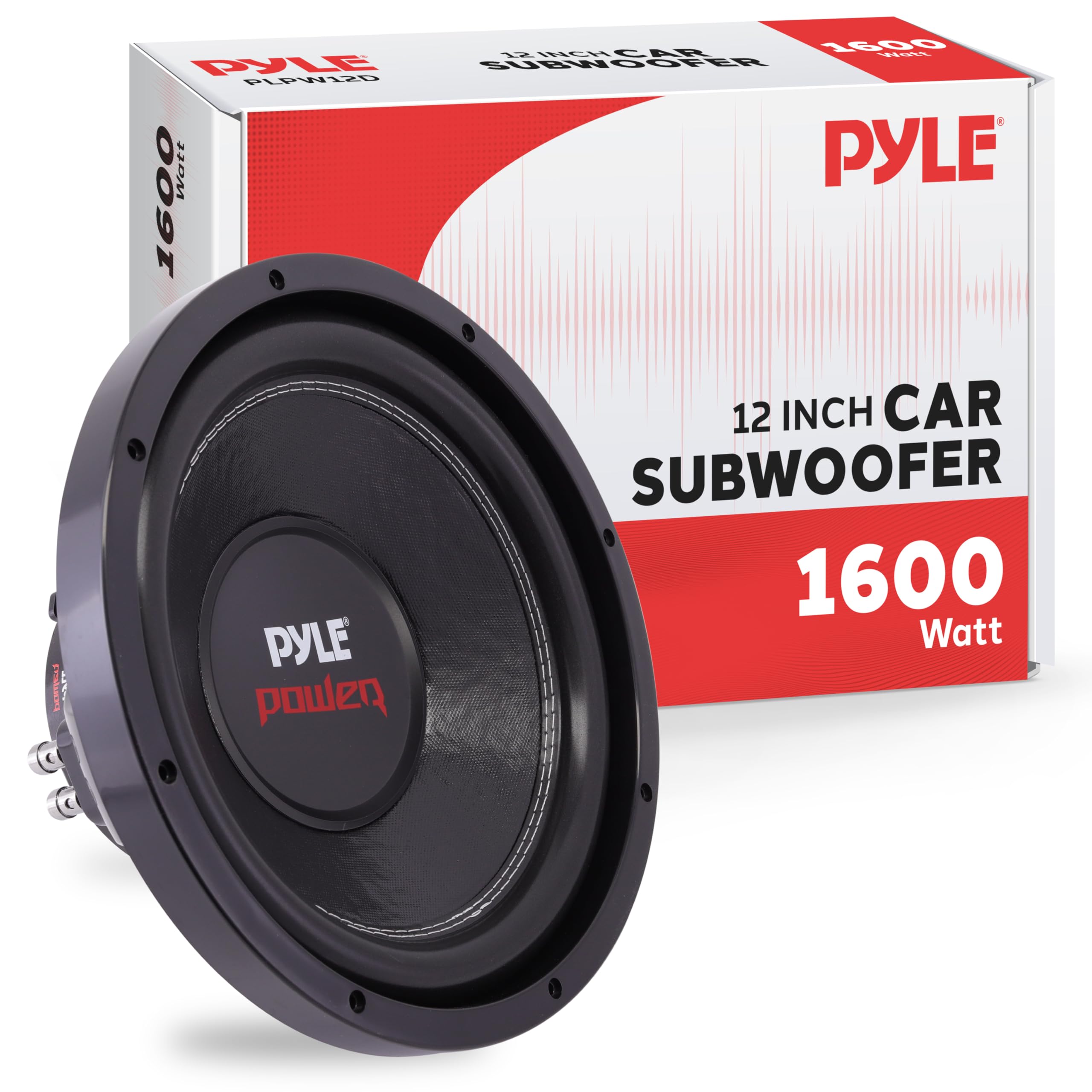Pyle 12" Car Audio Subwoofer - 1600W, Black, Non-Press Paper Cone, Model PLPW12D