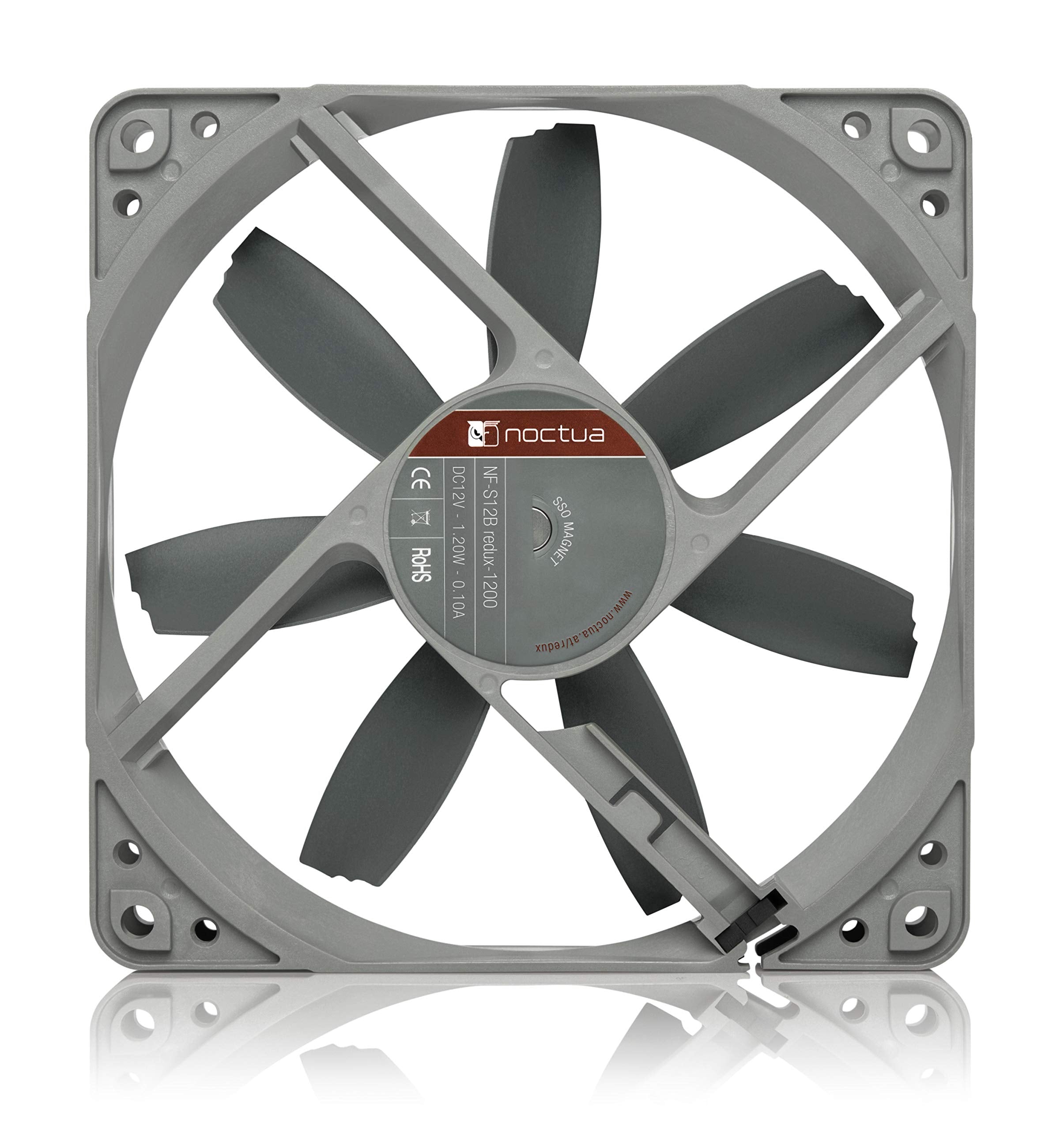 Noctua Nf S12B Redux 1200, High Performance Cooling Fan, 3 Pin, 1200 Rpm (120Mm, Grey)