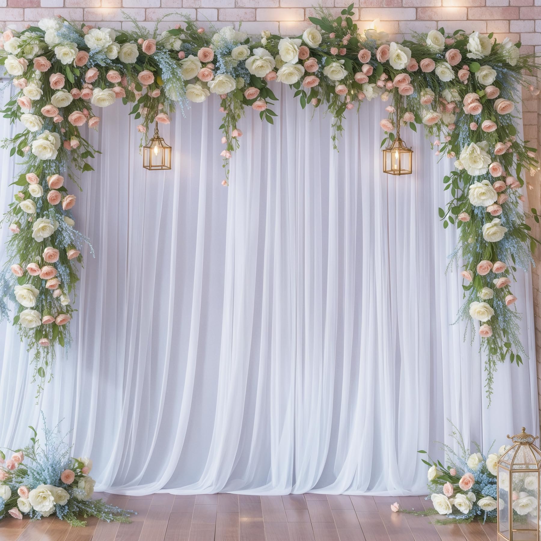 10ft x 10ft White Tulle Backdrop Curtains for Parties Wedding Bridal Shower 1 Panel Sheer Backdrop Curtains White Drapes for Bac