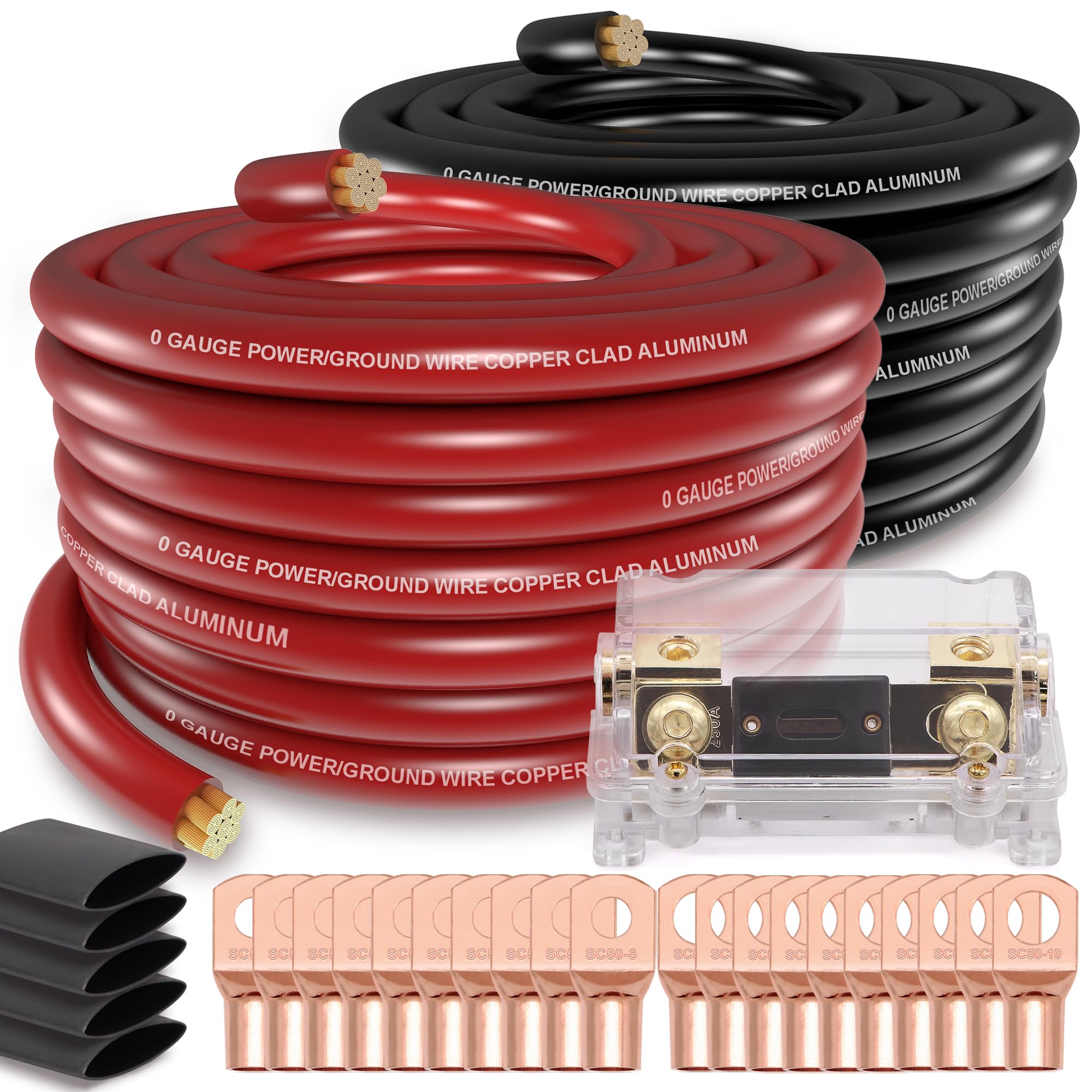 1/0 Gauge Wire (40Ft) Copper Clad Aluminum Caa Car Amplifier Power Ground Cable,Automotive Wire, Battery Cable, Car Audio Speake