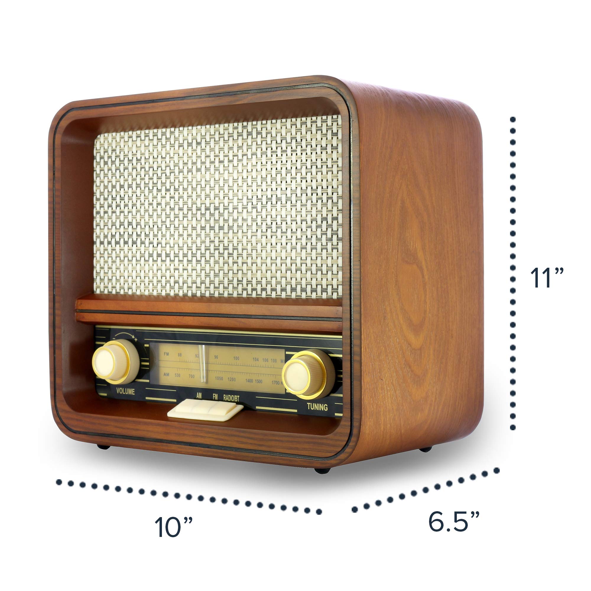 Fuse Rad V1 Vintage Retro Radio | Am/Fm Radio Speaker With Bluetooth & Aux Input | Mid Century Modern Style | Real Handcrafted A