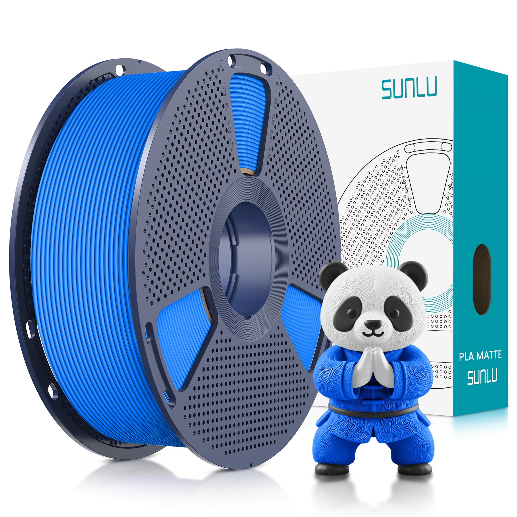 SUNLU PLA Matte 3D Printer Filament 1.75mm, PLA Filament 1kg Spool (2.2lbs), Dimensional Accuracy +/- 0.02mm, Matte Klein Blue P