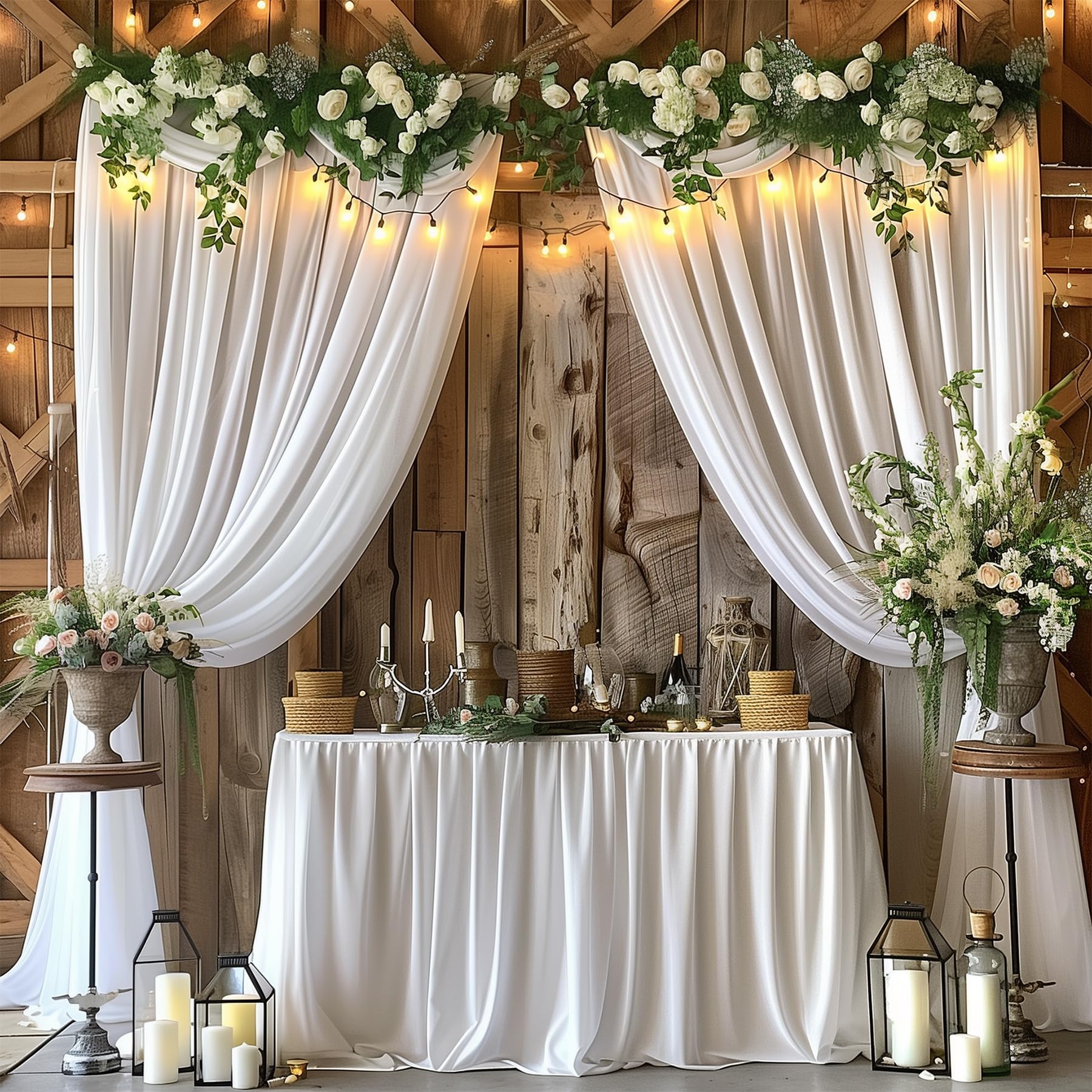 20X10Ft White Backdrop Curtains For Parties - Haefoo Photography Backdrops For Wedding, Birthday, Baby Shower Party Background D