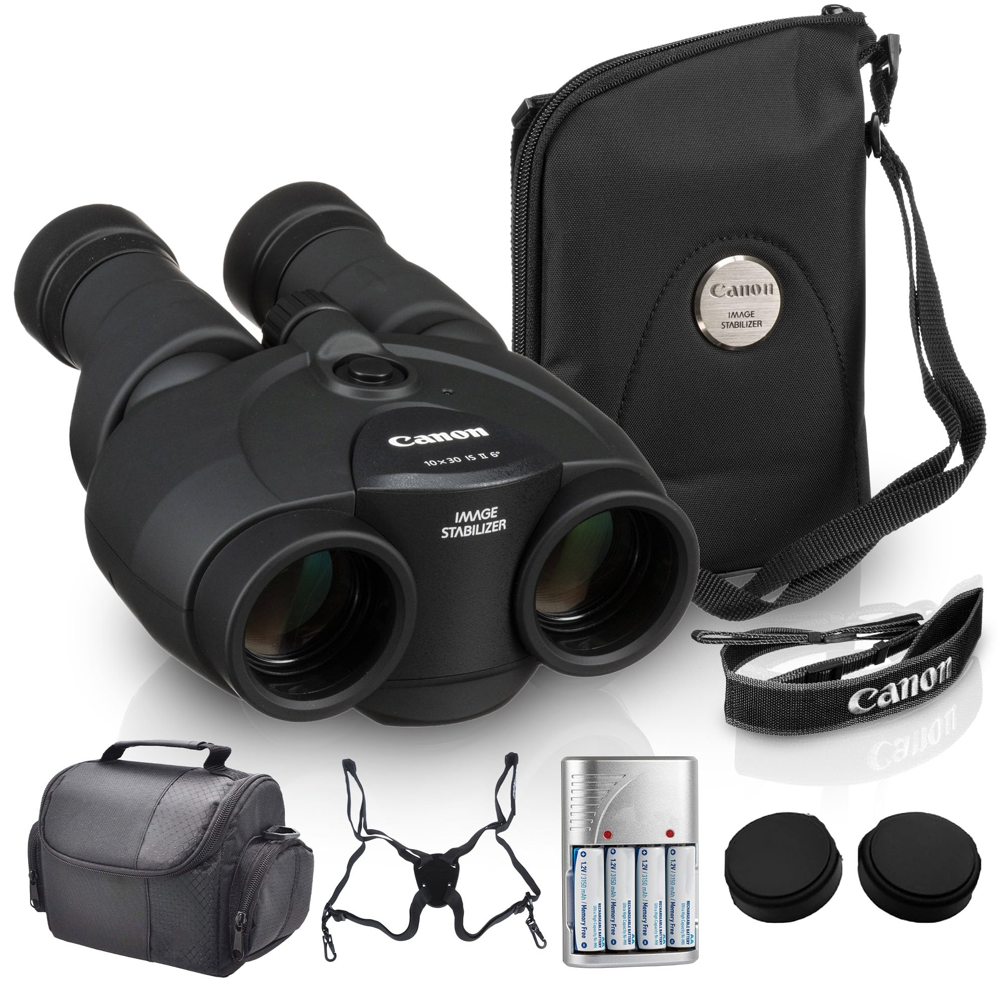 Canon 10x30 is II Image Stabilized Binoculars Bundle | 10x Magnification with Optical Image Stabilization, Sharp Optics & Lightw
