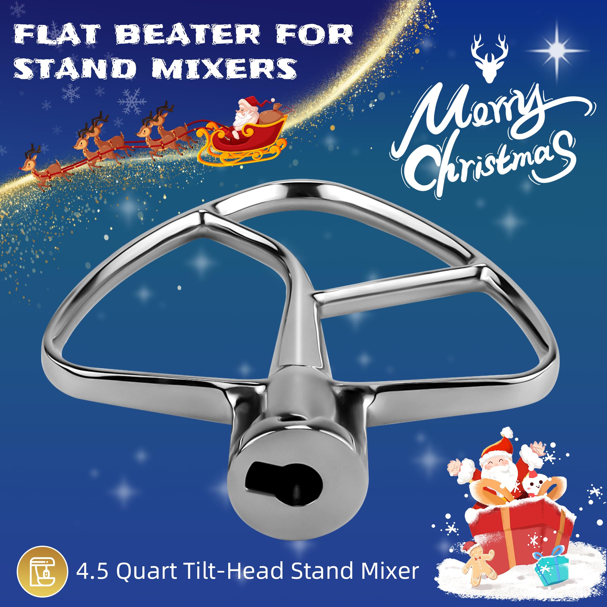 Stainless Steel Flat Beater K45B Kitchen Mixer Aid Paddle For 4.5 Quart Stainless Steel Bowl,Tilt Head Stand Mixer Beater K45Ss