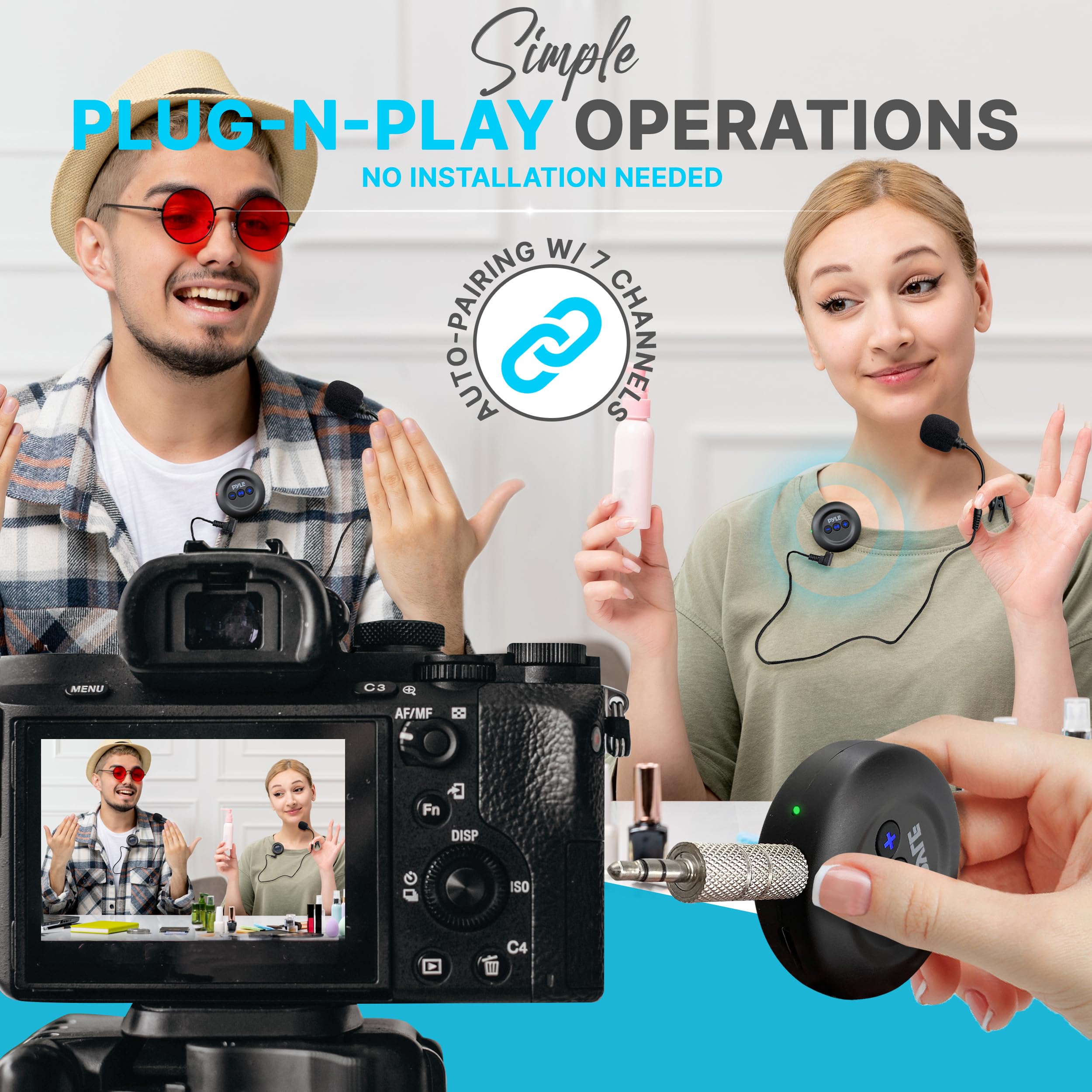 Pyleusa Wireless Low-Latency Transmitter / Receiver Set - For Presentations, Projectors, Tv, Soundbar, Streaming, 3.5Mm Aux & Rc