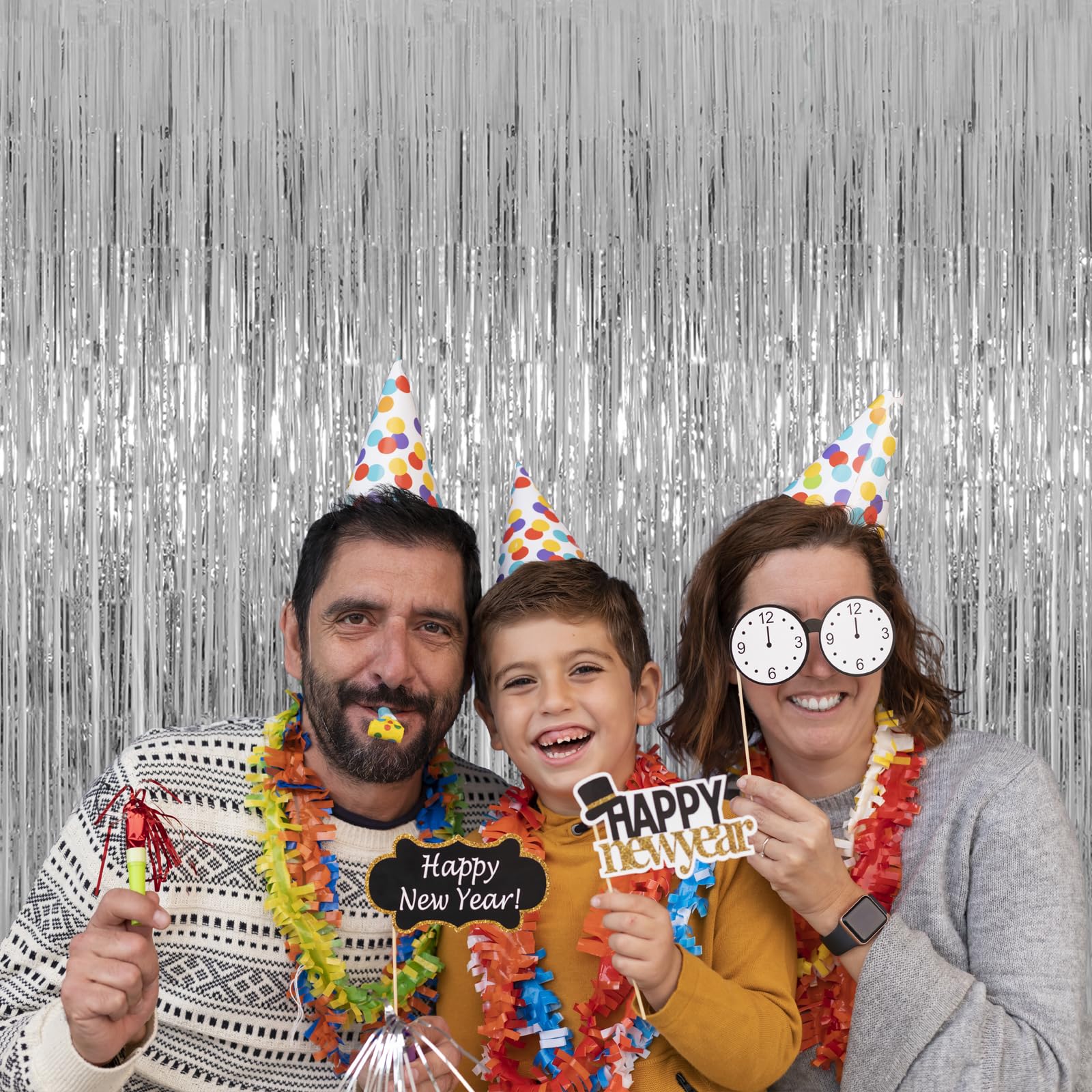 Silver Tinsel Foil Fringe Curtains Backdrop, Melsan 3.2 X 8 Ft Foil Curtain Birthday Party Decorations For Disco, New Year Eve P