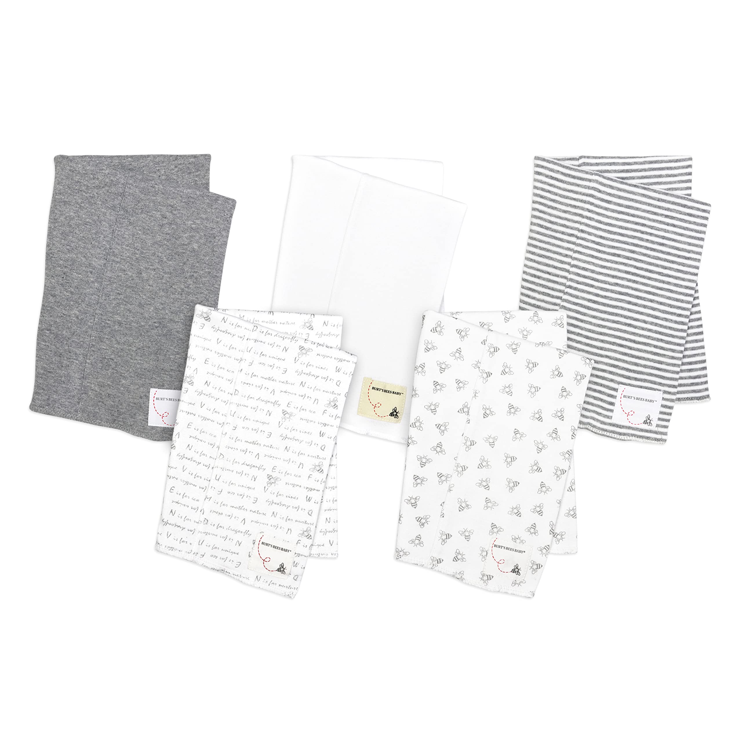 Burts Bees Baby  Burp cloths, 5Pack Extra Absorbent 100 Organic cotton Drool cloths