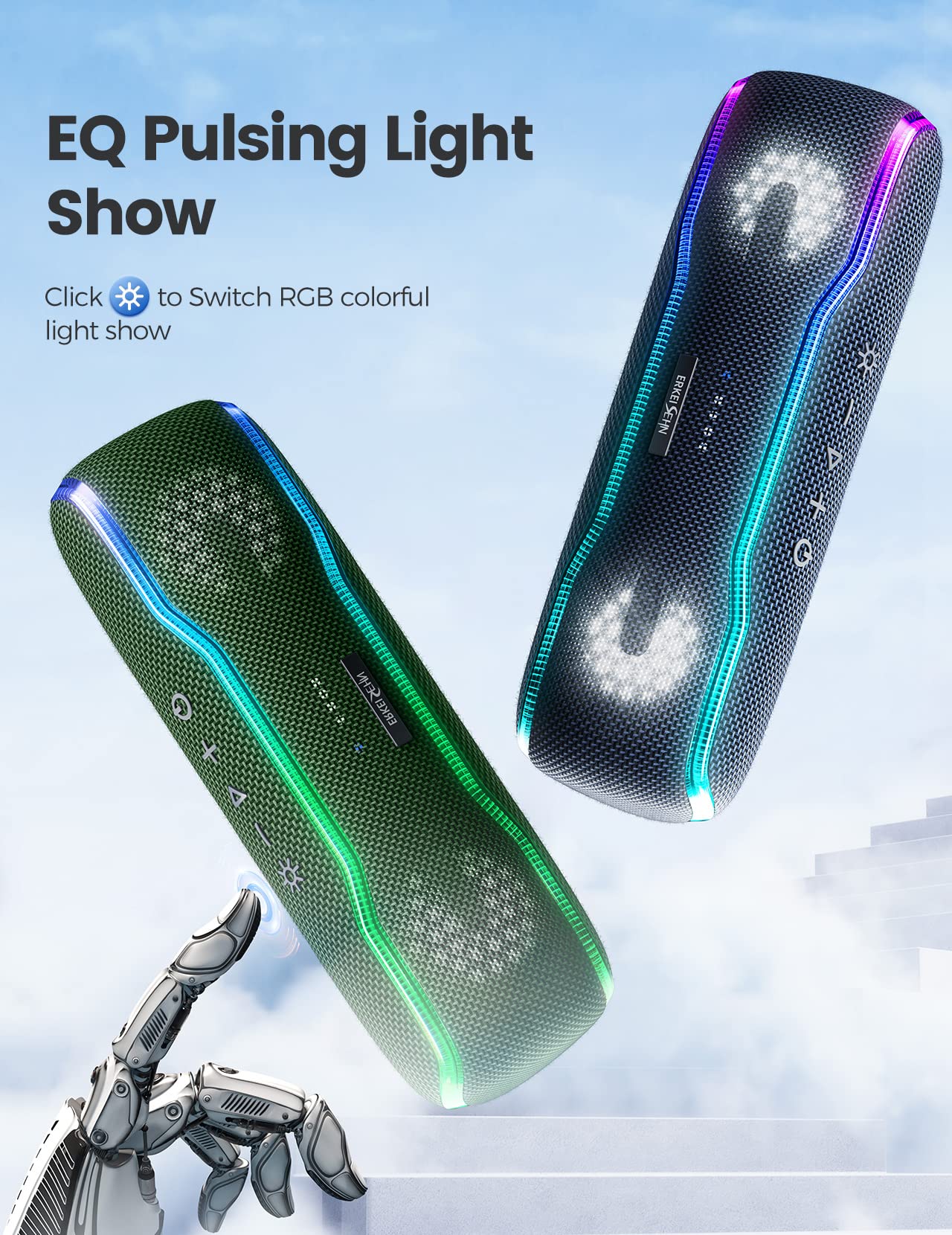 Portable Bluetooth Speaker, Ipx7 Waterproof Wireless Speakers With Colorful Flashing Lights, 25W Super Bass 24H Playtime, 100Ft Range, Tws Pairing For Outdoor, Home, Party, Beach, Birthday Gift