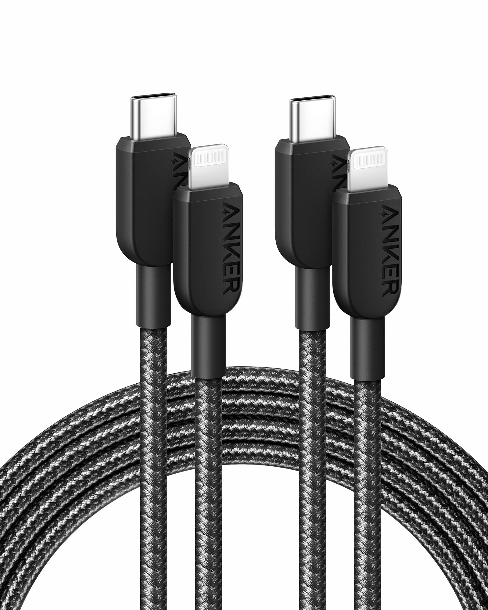 Anker Cable [2Pack 6Ft Braided], 310 Usb C To Lightning Cable, Mfi Certified Charging Cord, For Iphone 14/14Plus/14Pro Max/13/13