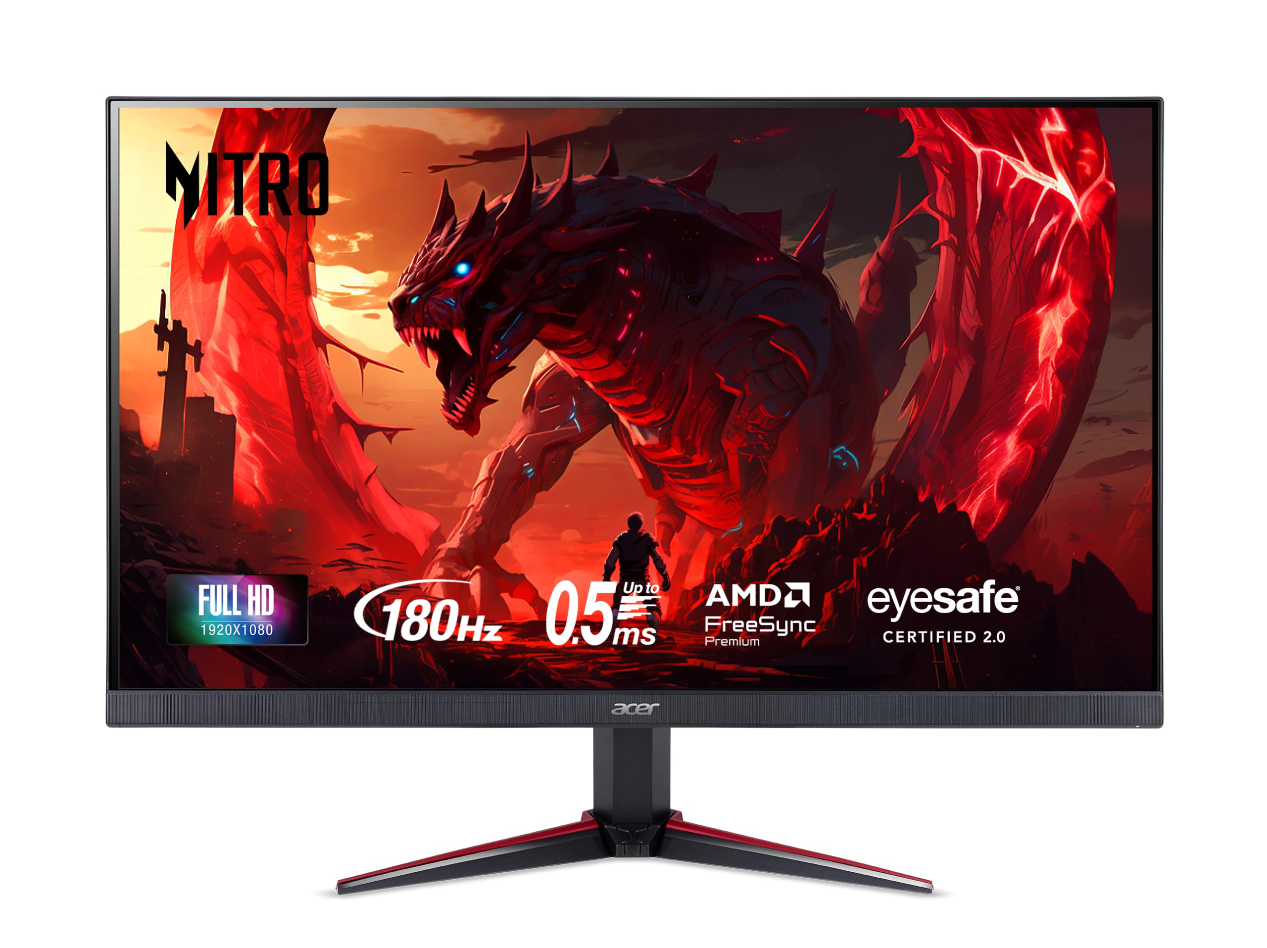 Acer Nitro 23.8'' Full Hd 1920 X 1080 Pc Gaming Ips Monitor | Amd Freesync Premium | 180Hz Refresh | Up To 0.5Ms | Hdr10 Support