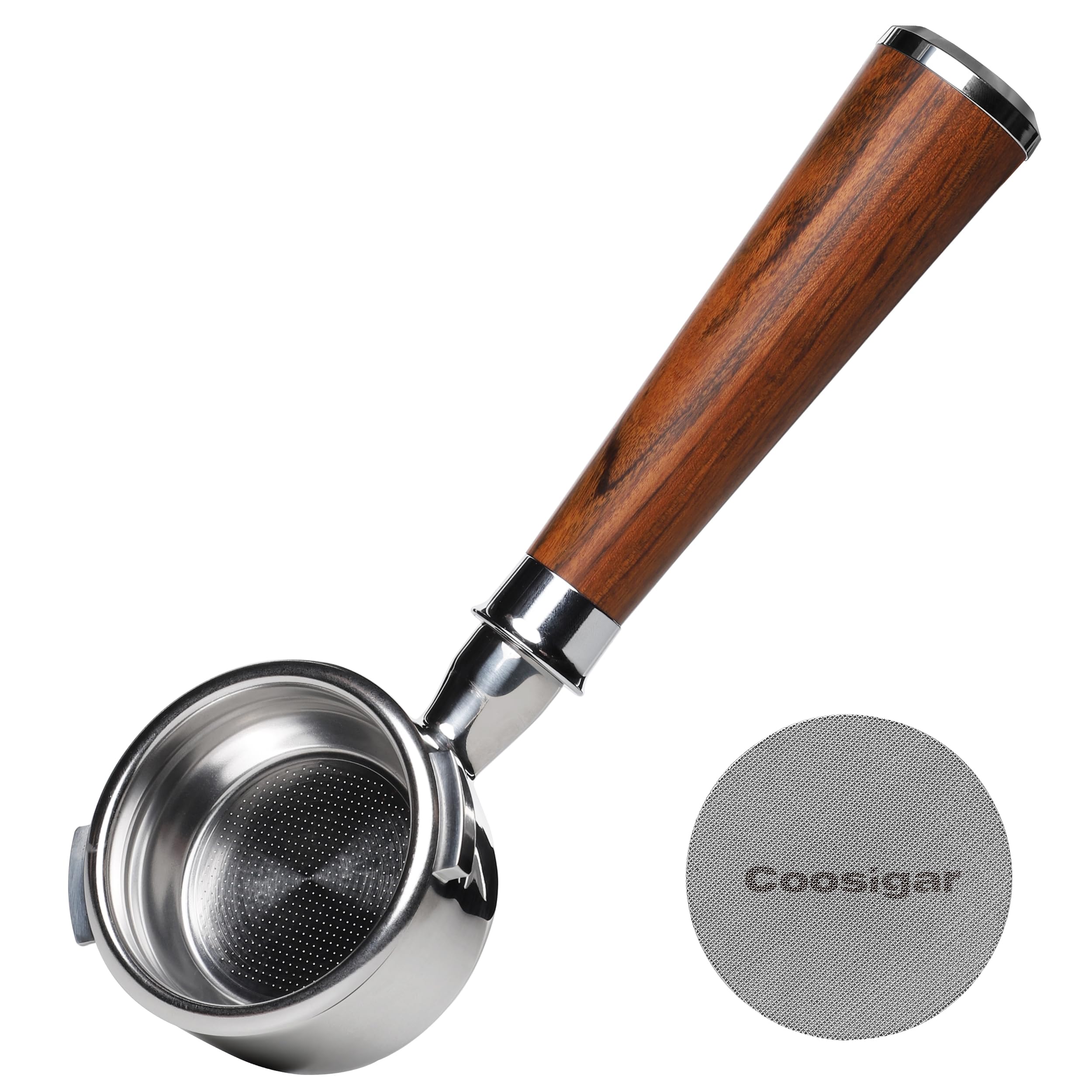 Coosigar 58Mm Bottomless Portafilter | Fits For Gaggia Machines| Stainless Steel Portafilter And Mahogany Handle|Espresso Machin