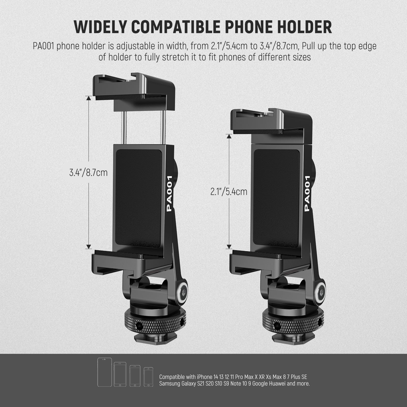 Neewer Metal Phone Tripod Mount With Cold Shoe Mounts, Freely Adjustable Joints Universal Phone Holder Compatible With Iphone 15