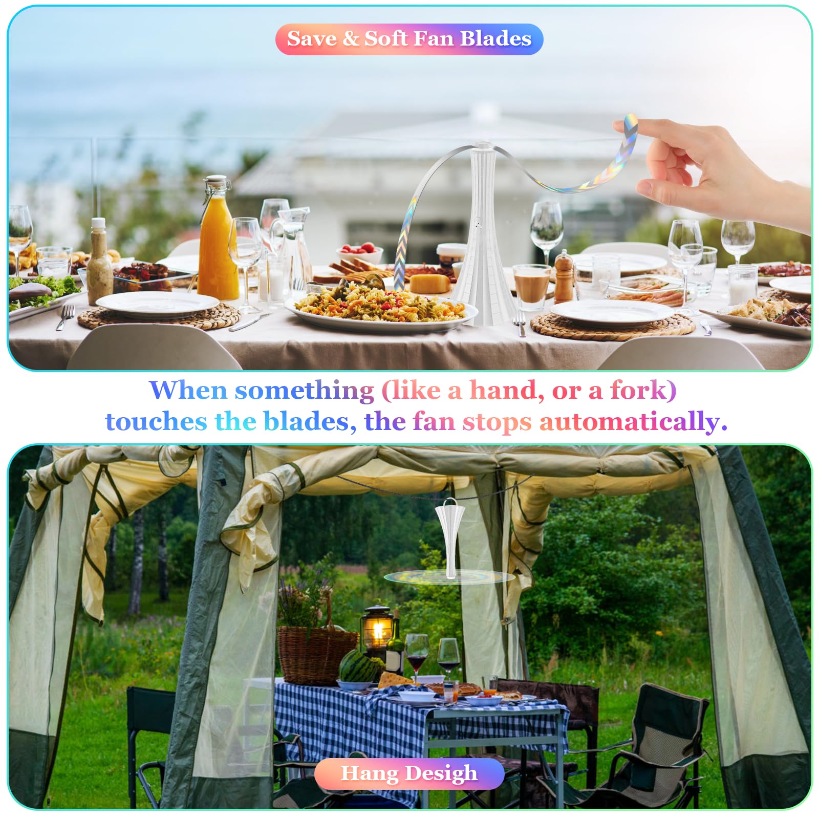 Rechargeable Fly Fans For Tables, Fly Fans For Outdoor Tables Usb, Fly Fans To Keep Flies Away By Soft Blades, Food Fans For Cam