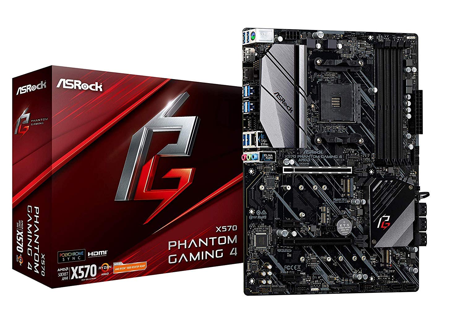 Asrock X570 Phantom Gaming 4Am4/Usb3.2/Hdmi/Rj45 Motherboard