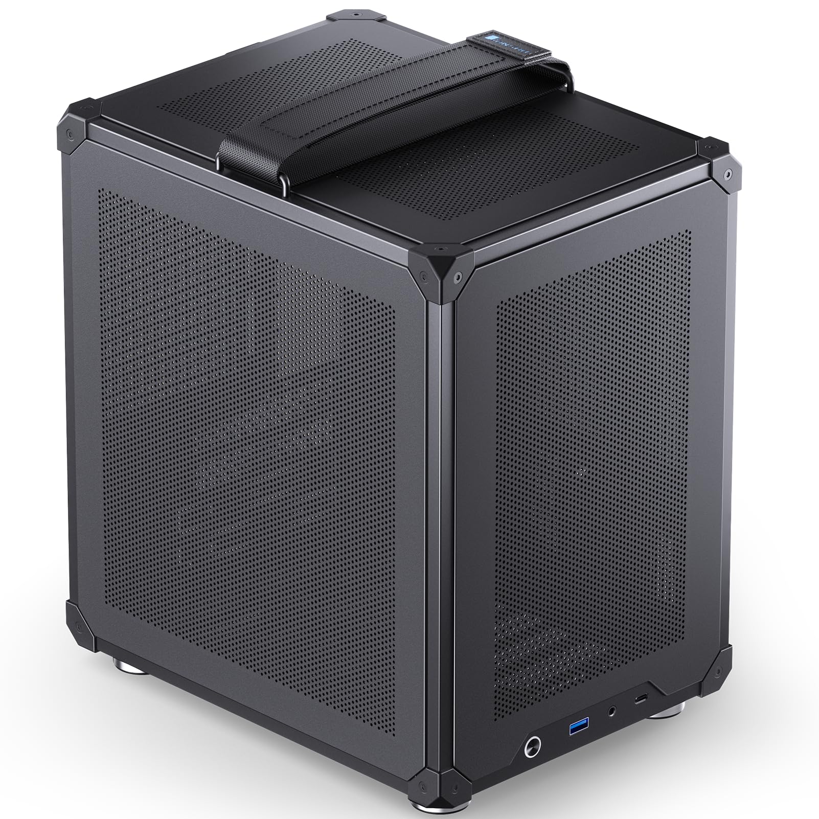 Jonsbo C6 Itx Black Mini Itx Handled Mesh Pc Case, Simple Compact Desktop Itx Chassis, Sp Mb Itx/Mini Dtx, Atx Power Bite (L140M