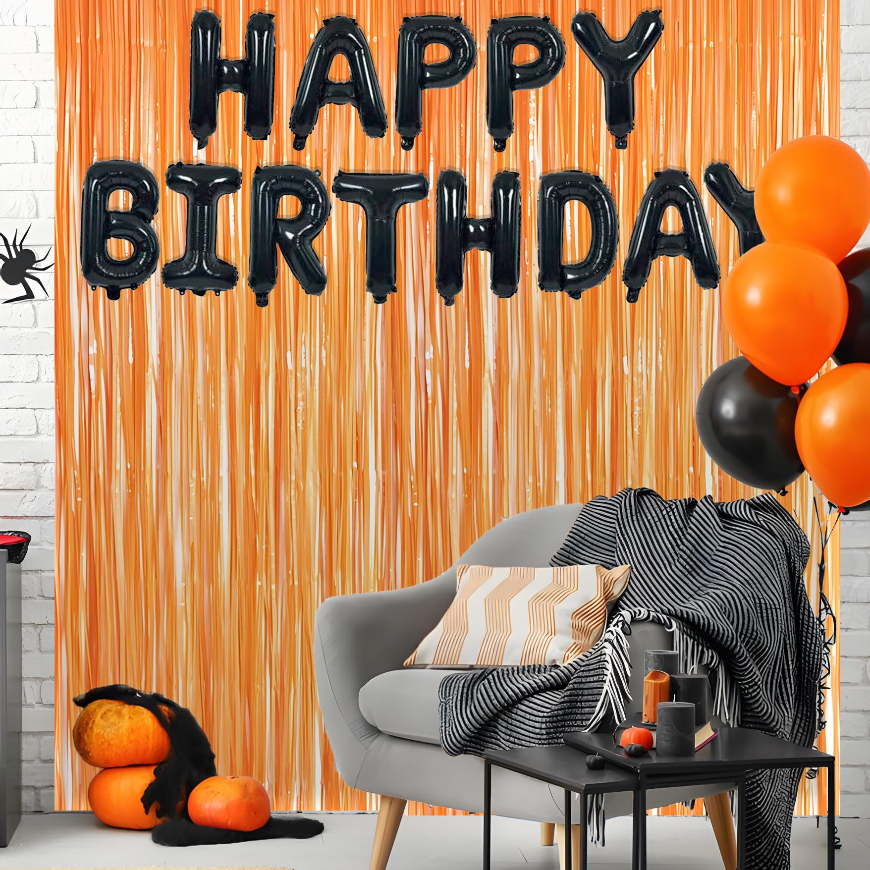 Orange Tinsel Curtain Party Backdrop   Greatril Foil Fringe Curtain Party Streamers For Fall/Thanksgiving Day/Birthdays/Doorway/