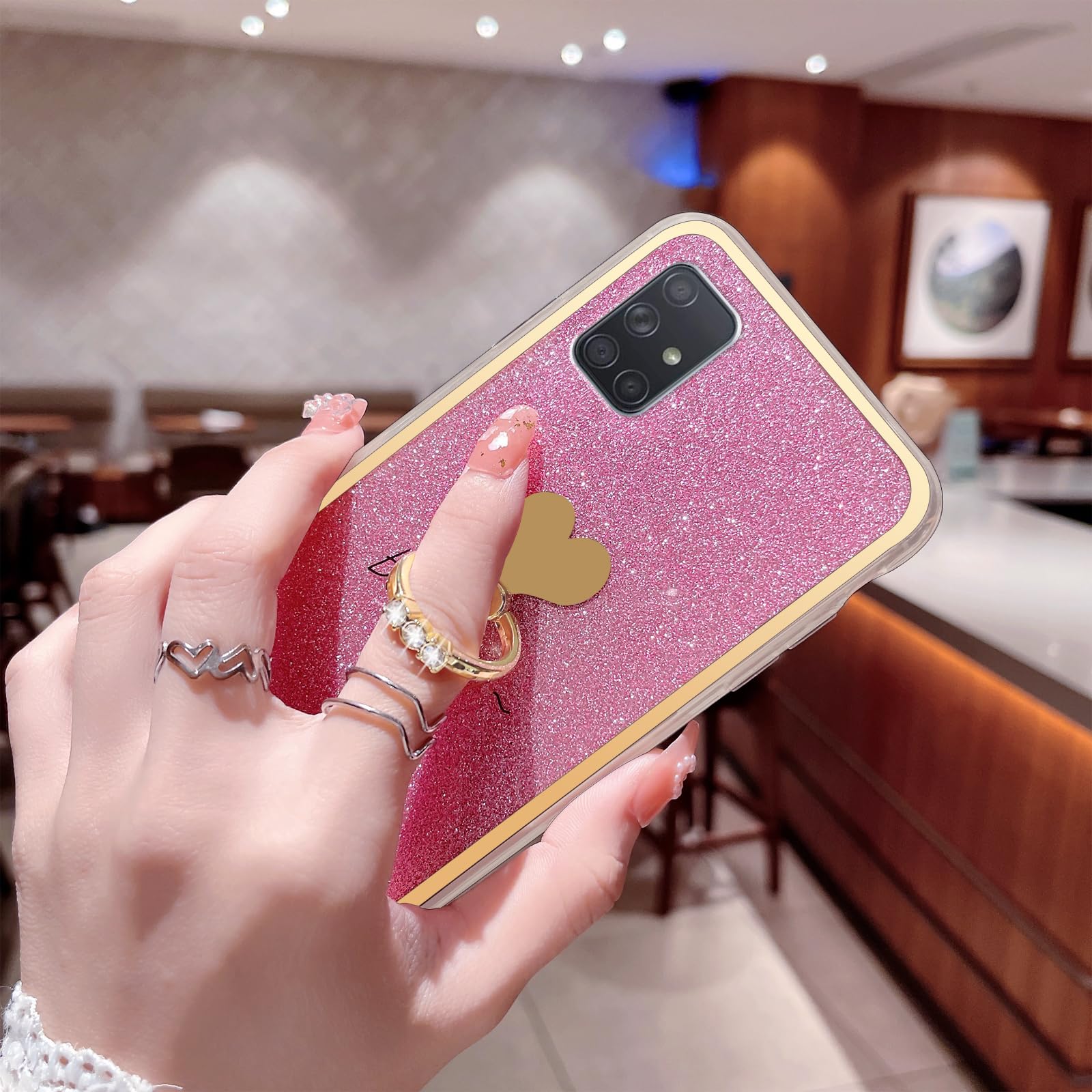 Easyscen For Galaxy A71 5G Case (6.7 Inch), For Samsung A71 5G Phone Case Girls Women Luxury Glitter Soft Shell With Cute Heart