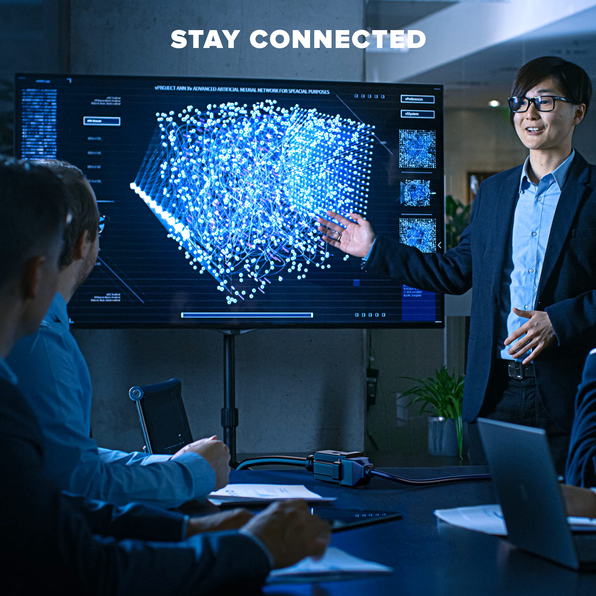 Maximm Flat Plug Extension Cord 1 Ft With Slim Space Saving Plug Design, Low Profile Extension Cord 14Awg (Black)