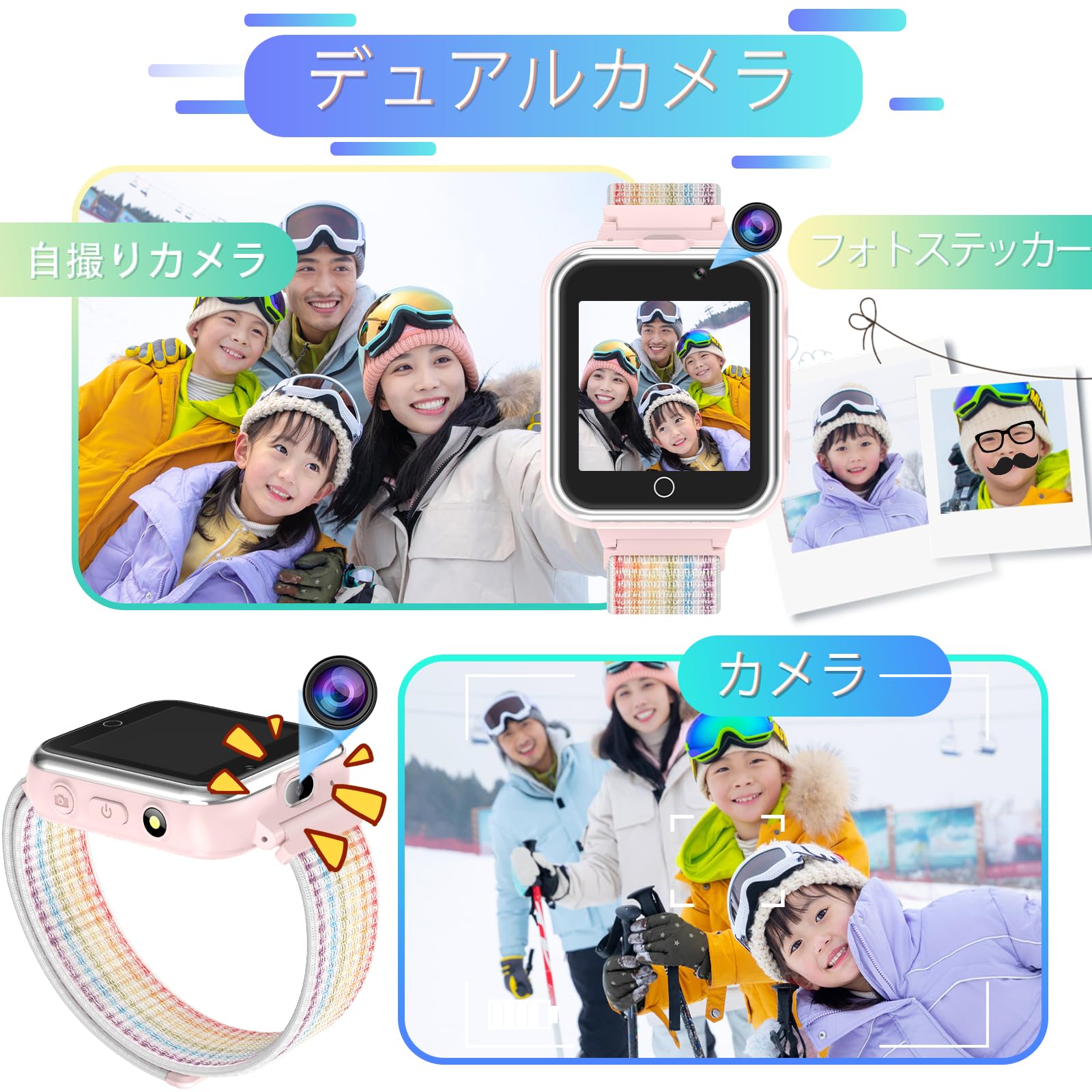 Pthtechus Kids Smart Watch,Present For Boys Girls Age 4-12, 24 Puzzle Games 2 Hd Cameras Hd Touchscreen Mp3 Music Player Video P