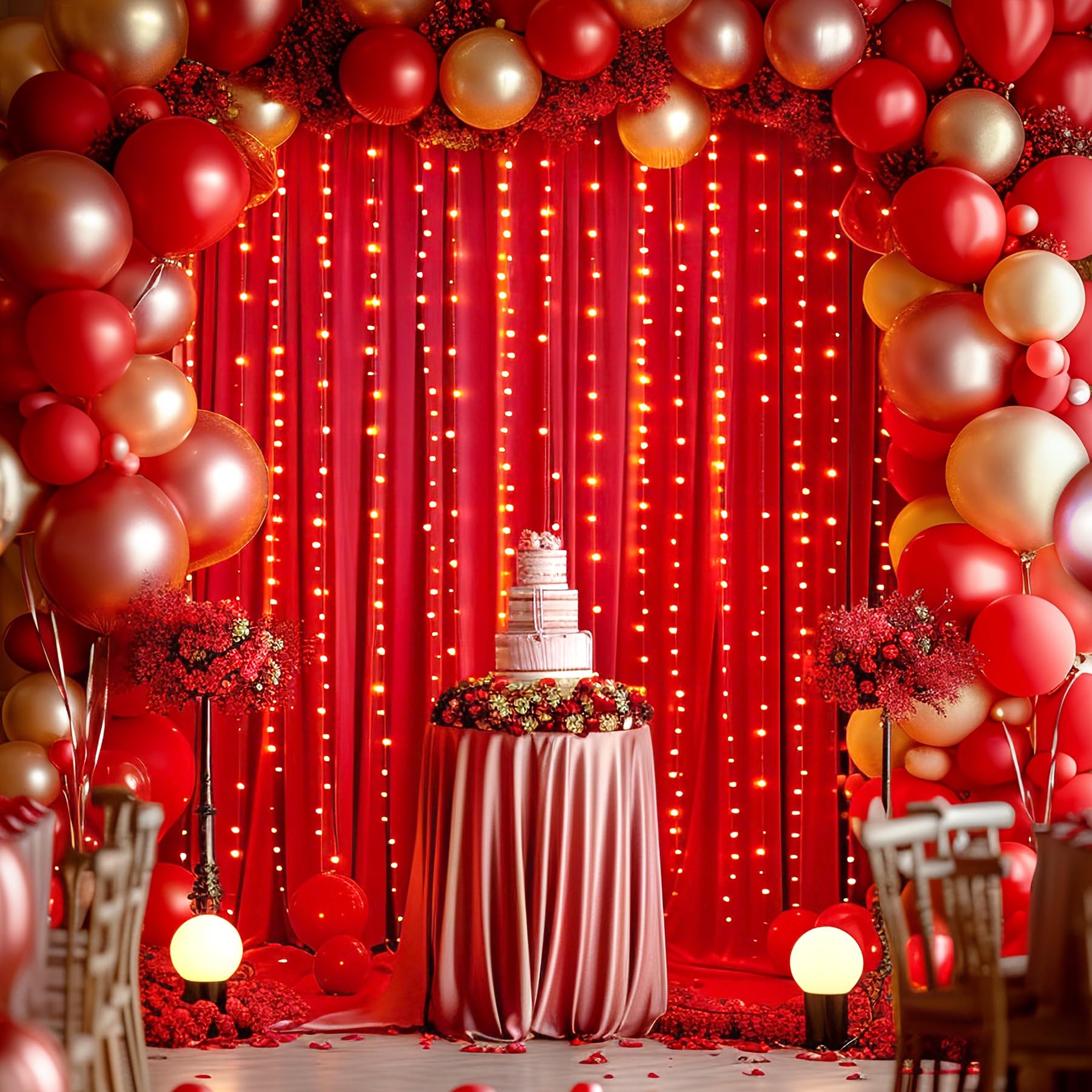 8 Panels Red Backdrop Curtain For Parties Wedding Wrinkle Free Red Photo Curtains Backdrop Drapes Fabric Decoration For Christma