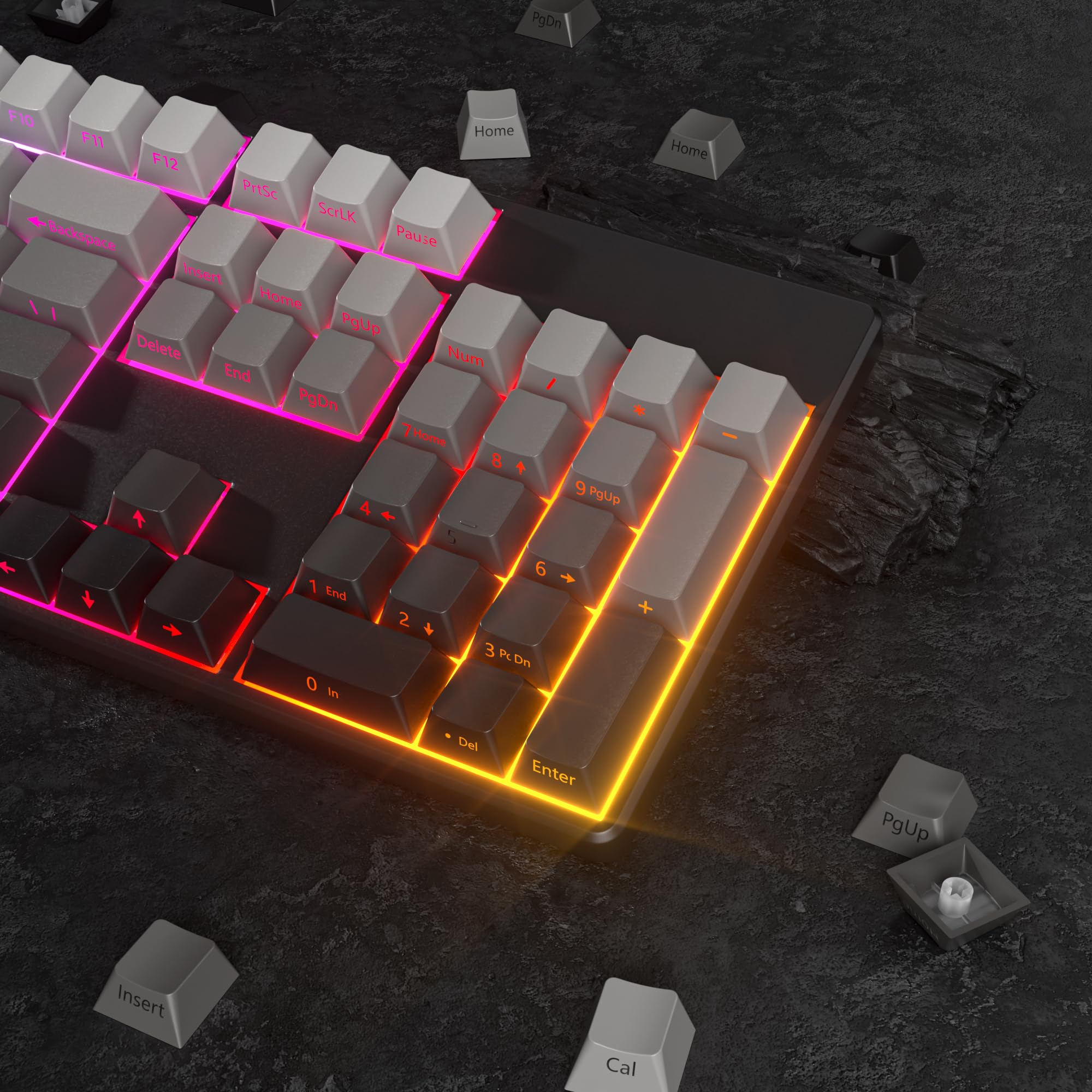 Guffercty Kred 140  Keys Side Printed Keycap Pbt Gradient Keycaps 75 Percent, Cherry Profile Minimalist Style Custom Shine Throu