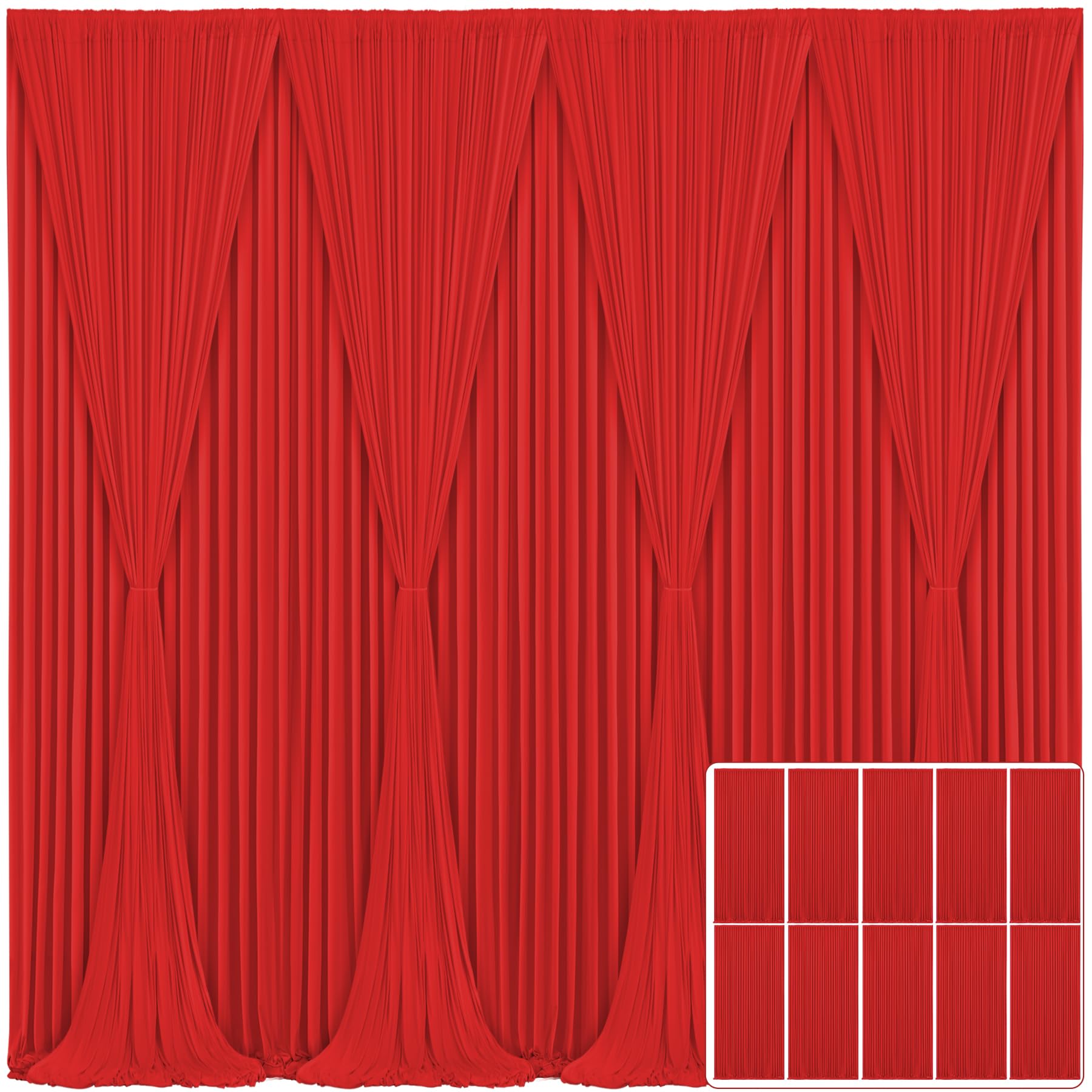 10 Panels Red Backdrop Curtain For Parties Wedding Wrinkle Free Red Photo Curtains Backdrop Drapes Fabric Decoration For Christm