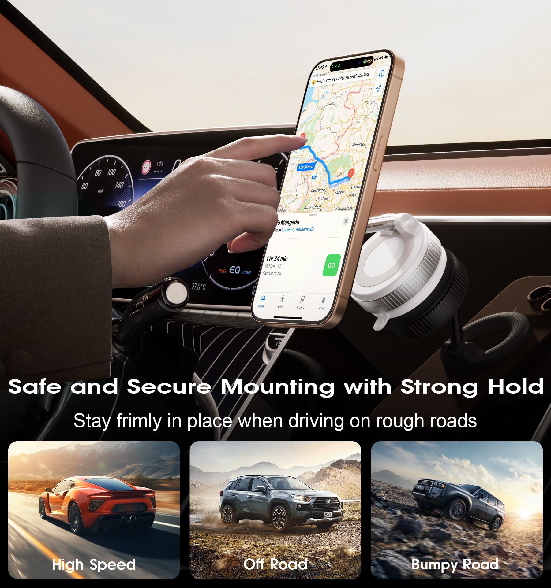 Reokily Strong Magnetic Car Phone Holder For Magsafe Ultra Vacuum Suction Cup Phone Mount 360 Cell Phone Holders For Your Car Ac