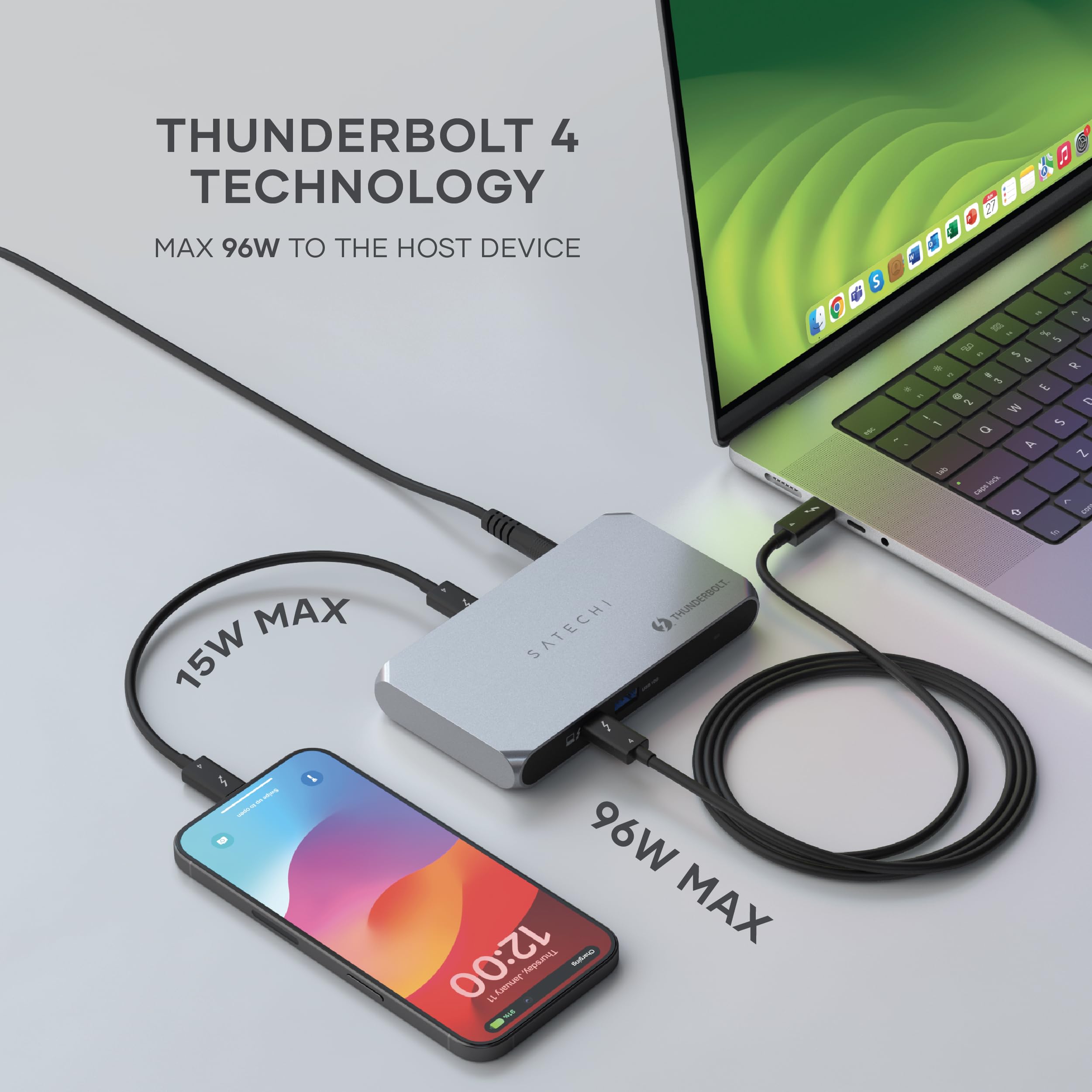 Satechi Thunderbolt 4 Hub Slim Pro, Usb C 96W Charging, Single 8K Or Dual 4K Display, 4 Thunderbolt 4 Ports, Usb 3.2 Gen2 � For Macbook Pro/Air M1 M2 M3, Dell, Hp, Surface, Lenovo