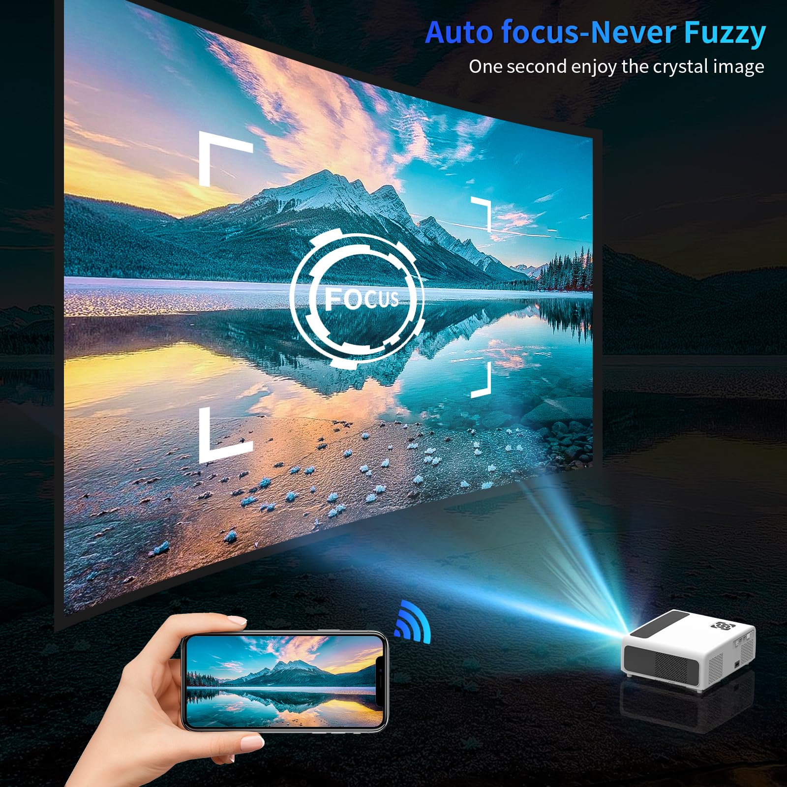 [Auto Focus & Keystone] Android Tv 4K Projector With Prime Video Bulit In,1300Ansi Lumens Home Movie Outdoor Projector 4K+ With
