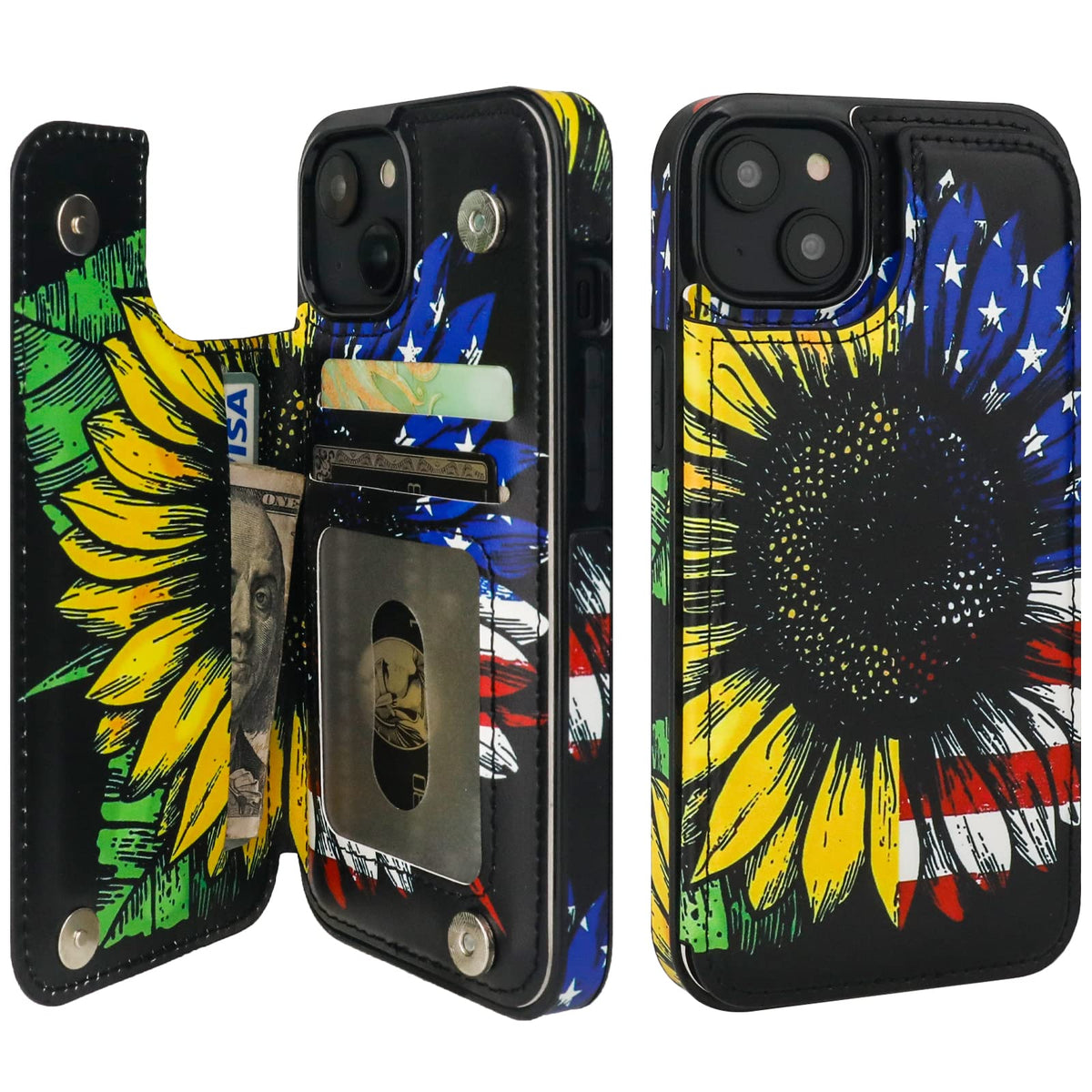Haopinsh For Iphone 13/14 Wallet Case With Card Holder, Halloween Pumpkin Pattern Back Flip Case Pu Leather Kickstand Card Slots