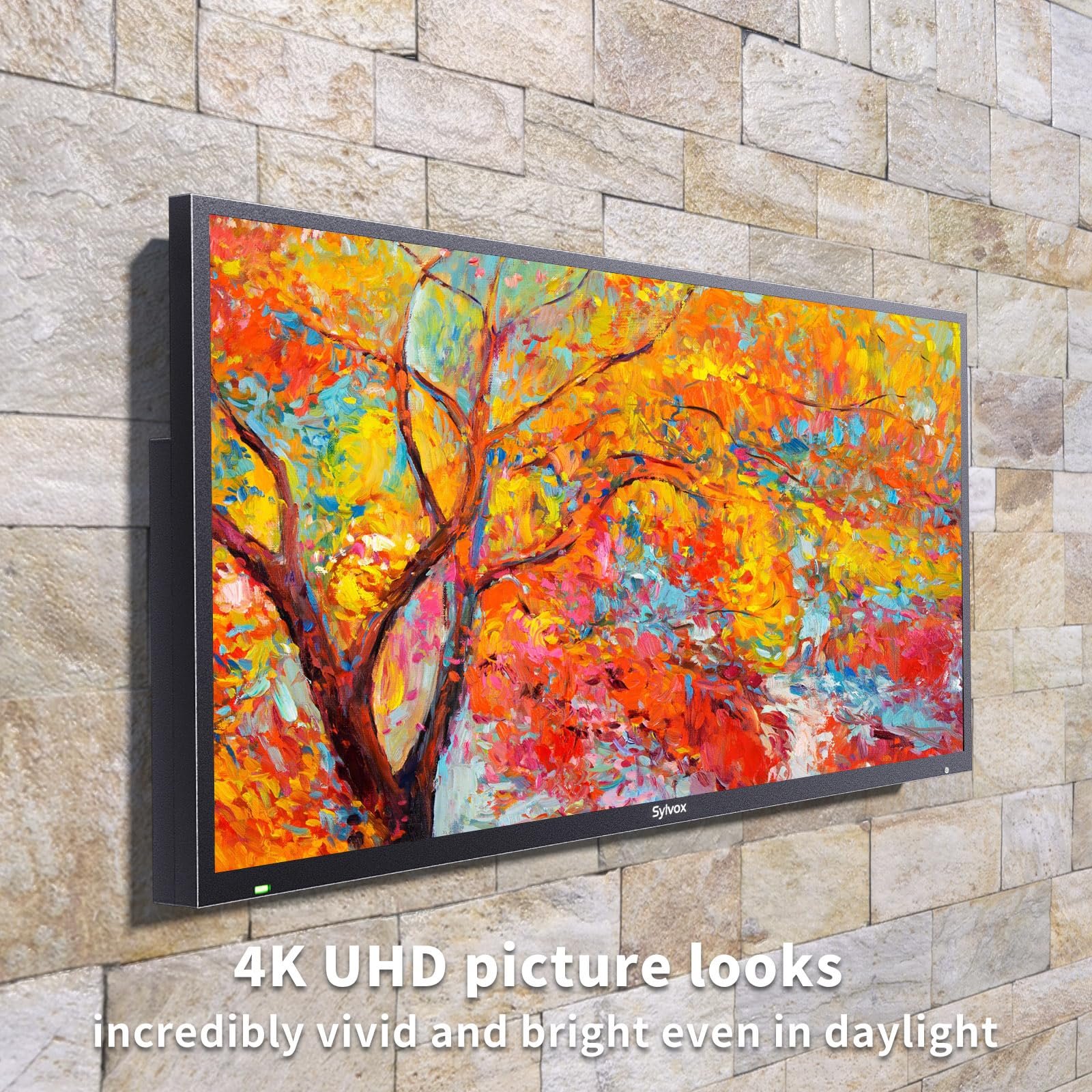 Sylvox 43 Inch Outdoor Tv, Smart Tv Compatible With Google Waterproof 4K Led Outdoor Television With Dual Speakers, Support Blue