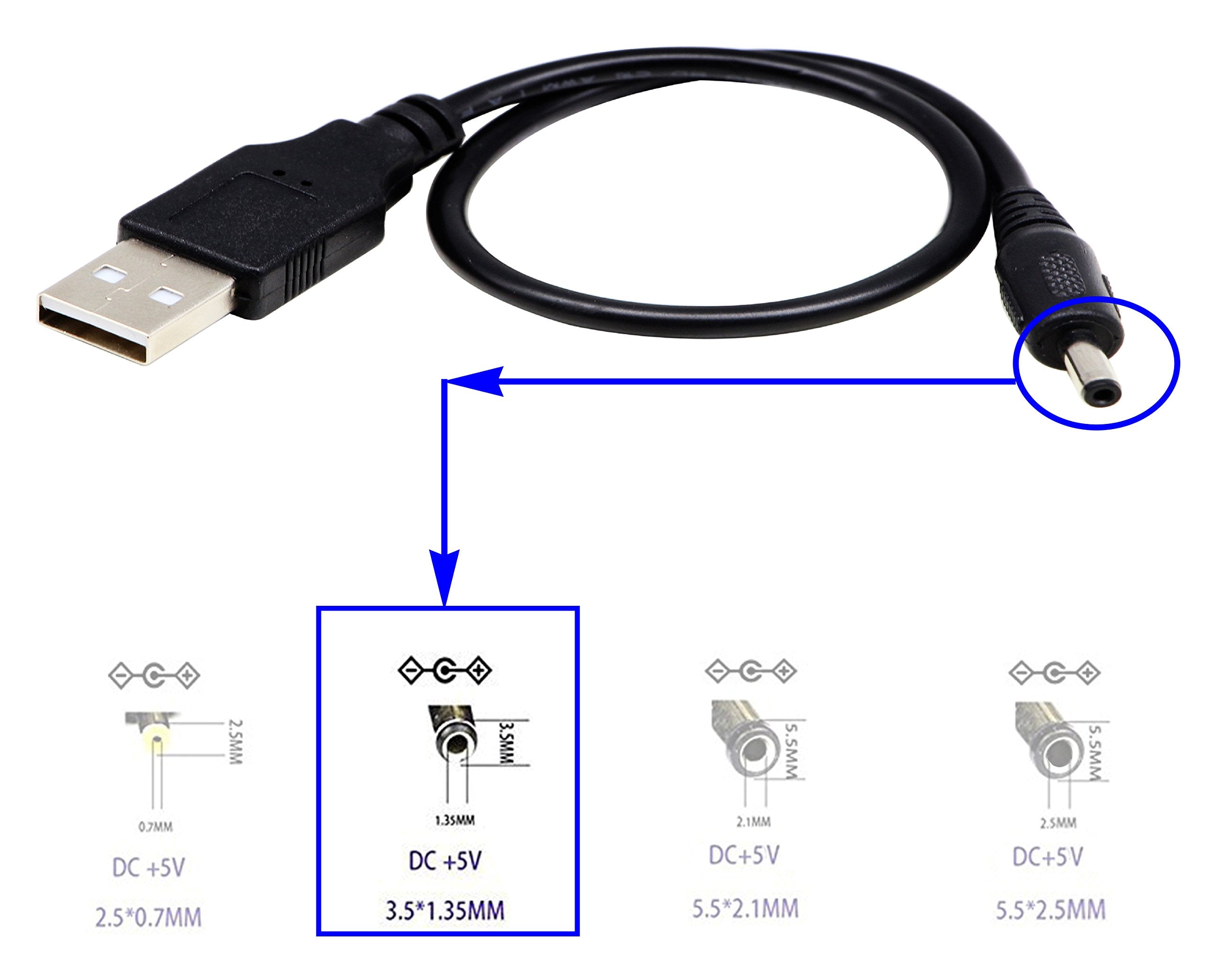 Zdycgtime Usb 2.0 A Male To Dc 3.5X1.35Mm Male Adapter Cable 5 Volt Dc Barrel Power Jack Charging Cable For Tablet, Electronic D