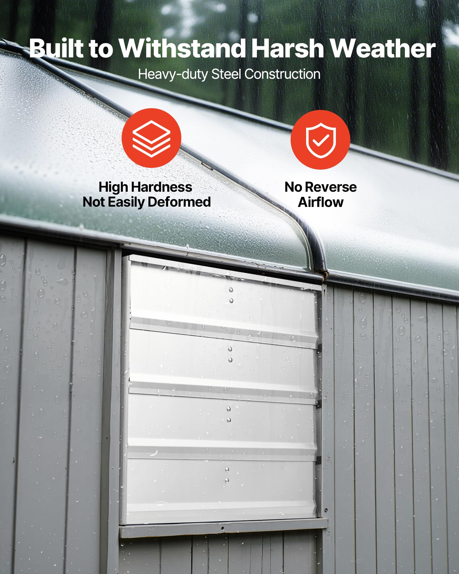 Vevor 18 Inch Shutter Exhaust Fan, Wall Mounted Attic Vent Fan With 2200 Cfm Airflow, Ac Motor, Heavy-Duty Steel Construction, L