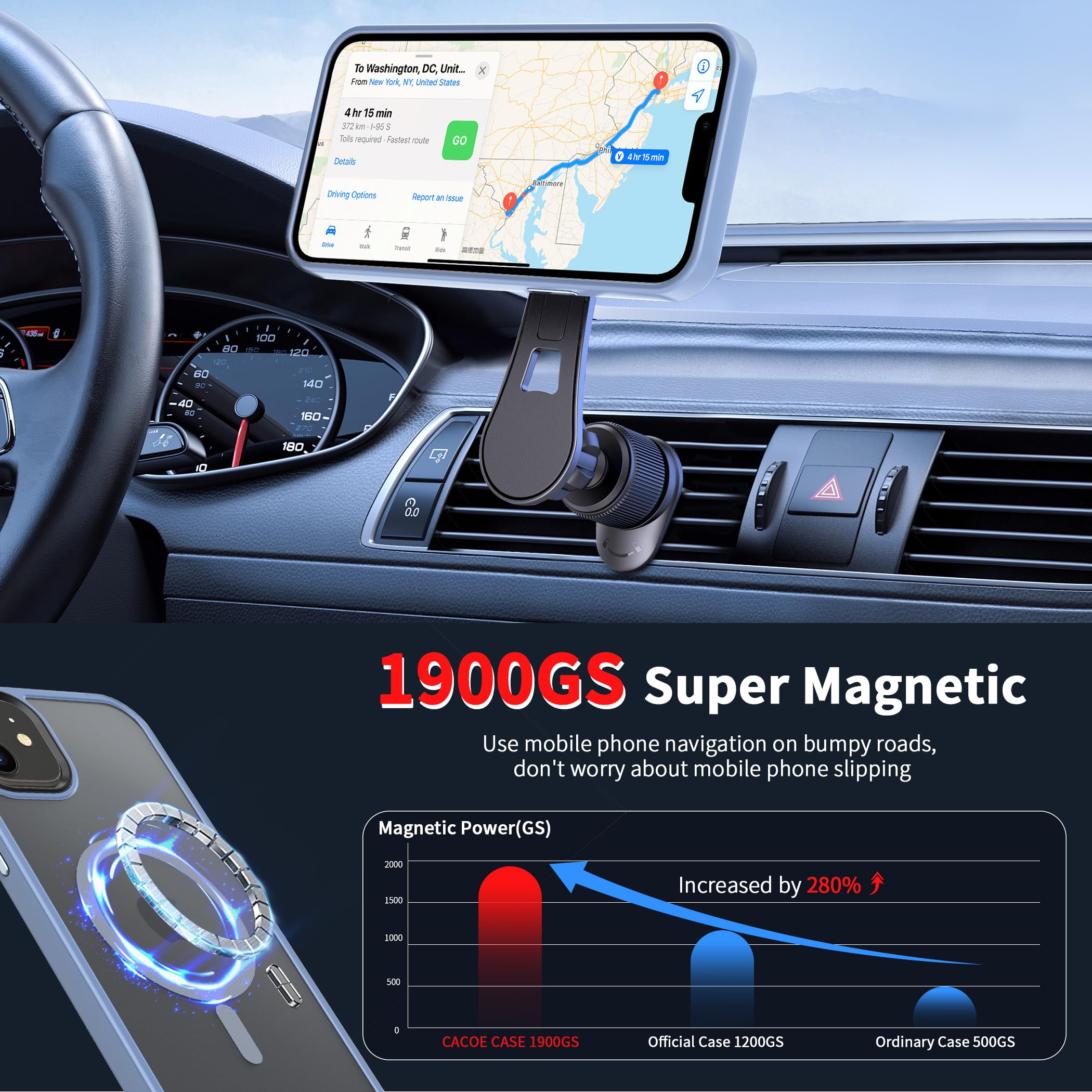 Cacoe Magnetic Case For Iphone 13 & Iphone 14 6.1 Inch Compatible With Magsafe & Magnetic Car Phone Mount,Tpu Thin Phone Cases C