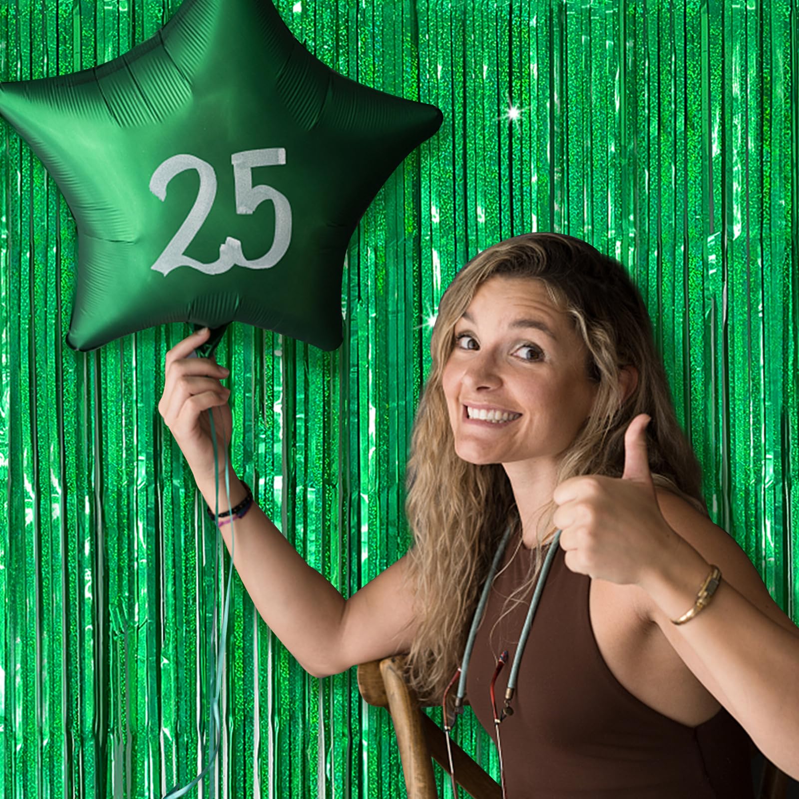 Tinsel Curtain Party Backdrop Green Birthday Party Decorations 10 Packs Glitter Foil Fringe Curtain Party Decor Streamers Photo