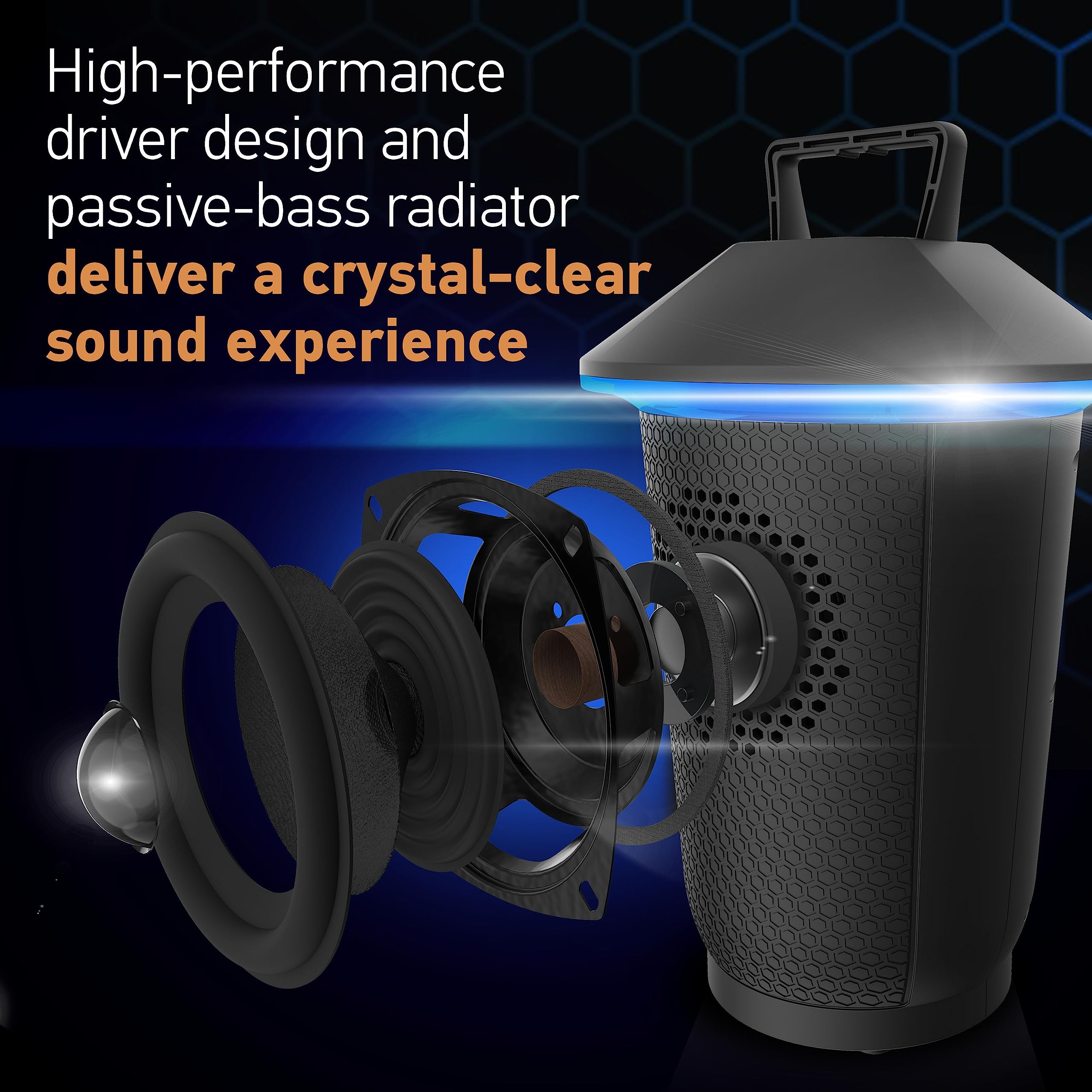 Acoustic Research Permium Rechargeable Indoor &Outdoor Bluetooth Wireless Speaker, Ipx4 Water Resistant, 25 Multi Color And Whit