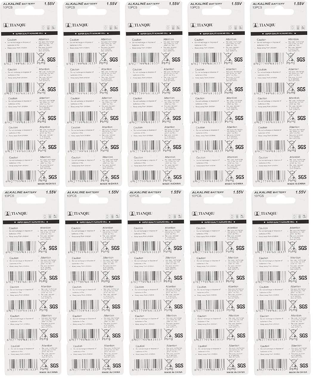 100 Ag3 392 Lr41 Alkaline Batteries Sr41 Buttton Cell (10 Pack Of 10. 100 Total)