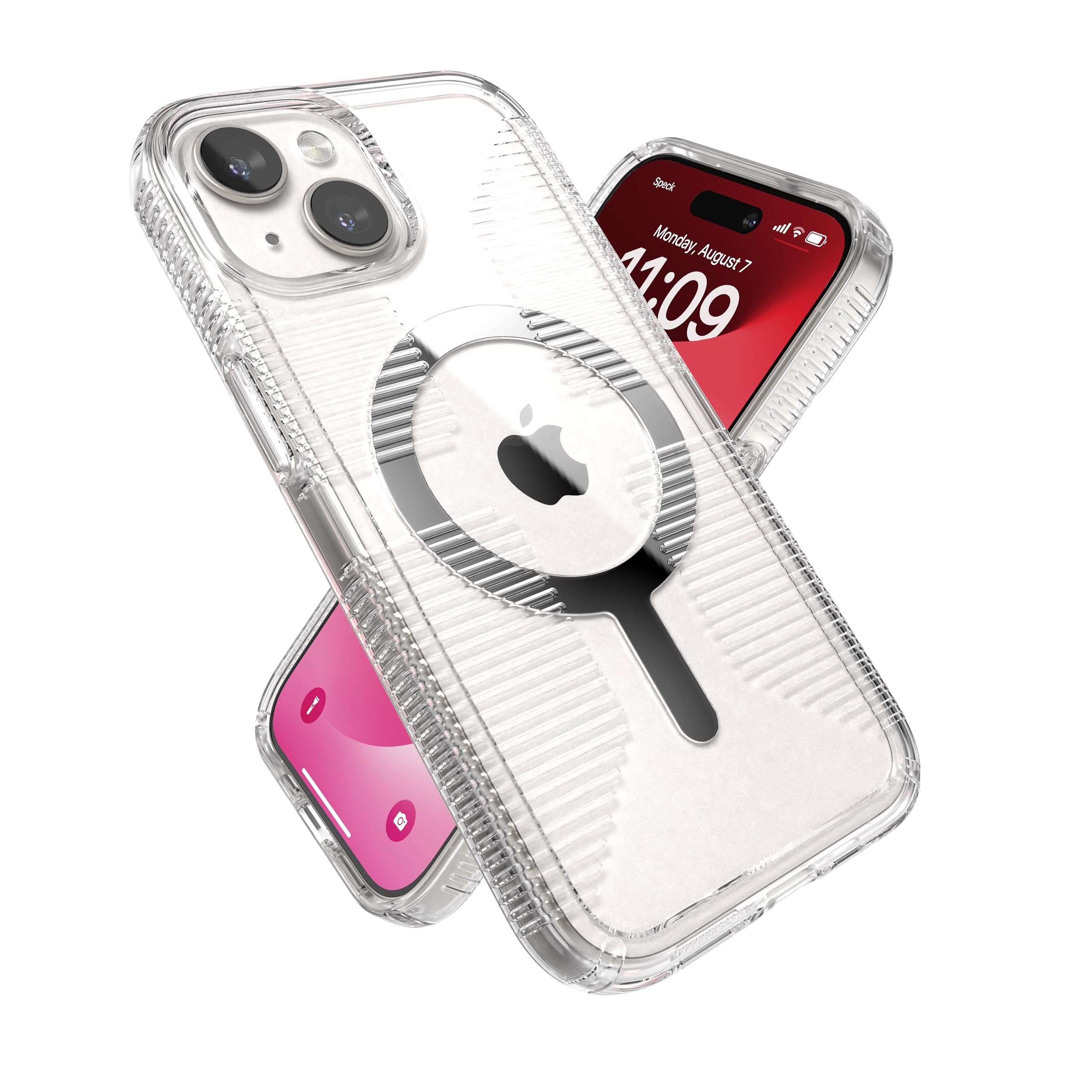 Speck Clear iPhone 15 Case - Slim, Built for MagSafe, Drop Protection Grip - for iPhone 15, iPhone 14 & iPhone 13 - Scratch Resi