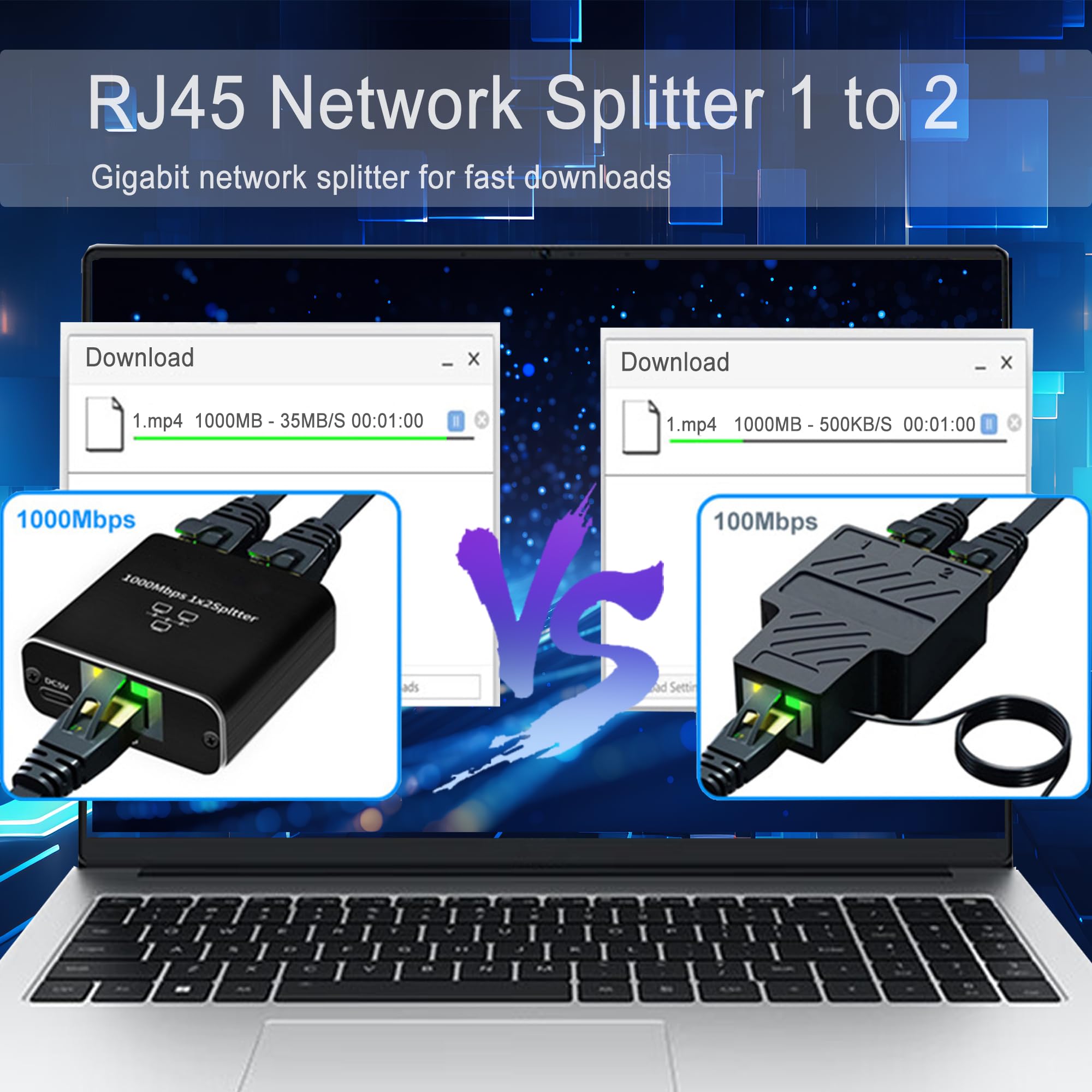 Liezhua 1000Mbps Network Splitter With Lan Cable Cat 6   Rj45 Ethernet Splitter 1 To 2 High Speed Gigabit Lan Internet Splitter