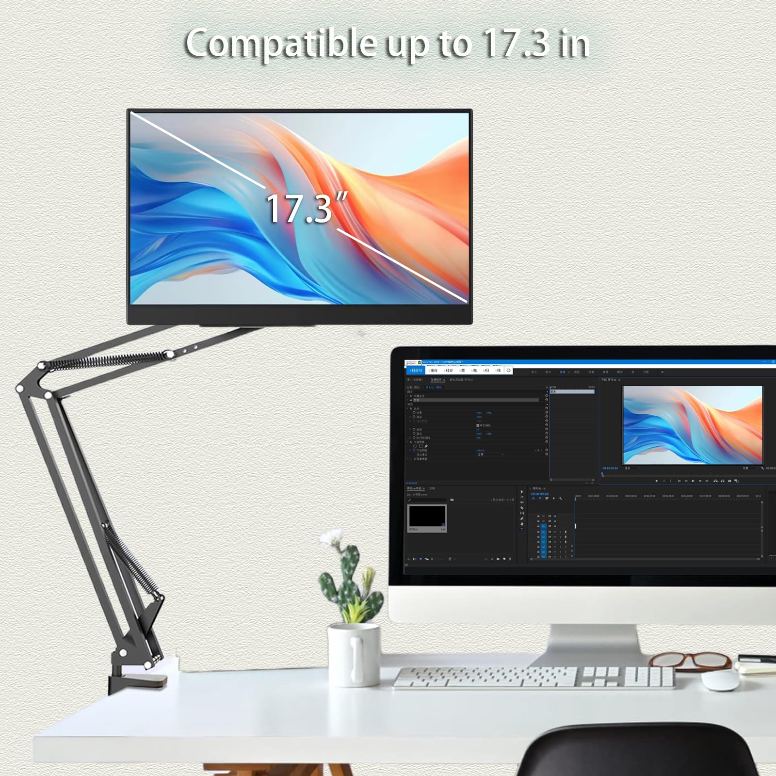 Tablet Arm Stand Mount For 4.7-17.3'' Portable Monitor, 360 Adjustable Foldable Phone Holder For Desk, Tablet Stand Compatible W