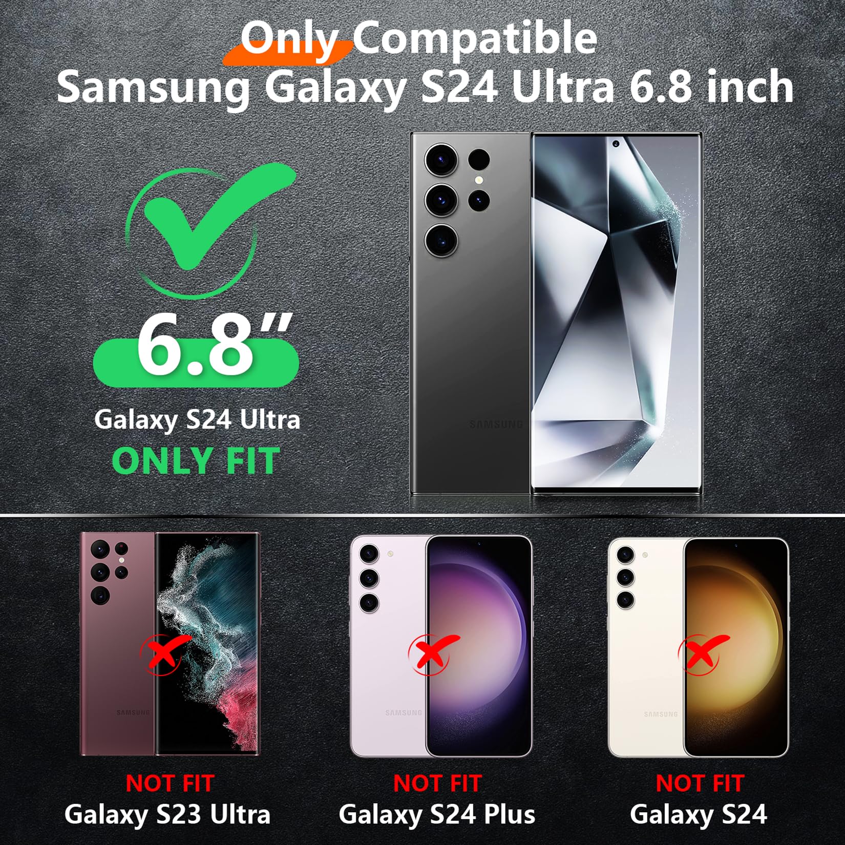 Red2Fire For Samsung Galaxy S24 Ultra Case, With 2Pcs [Tempered Glass Screen Protector+Camera Protector][Military Grade Shockpro