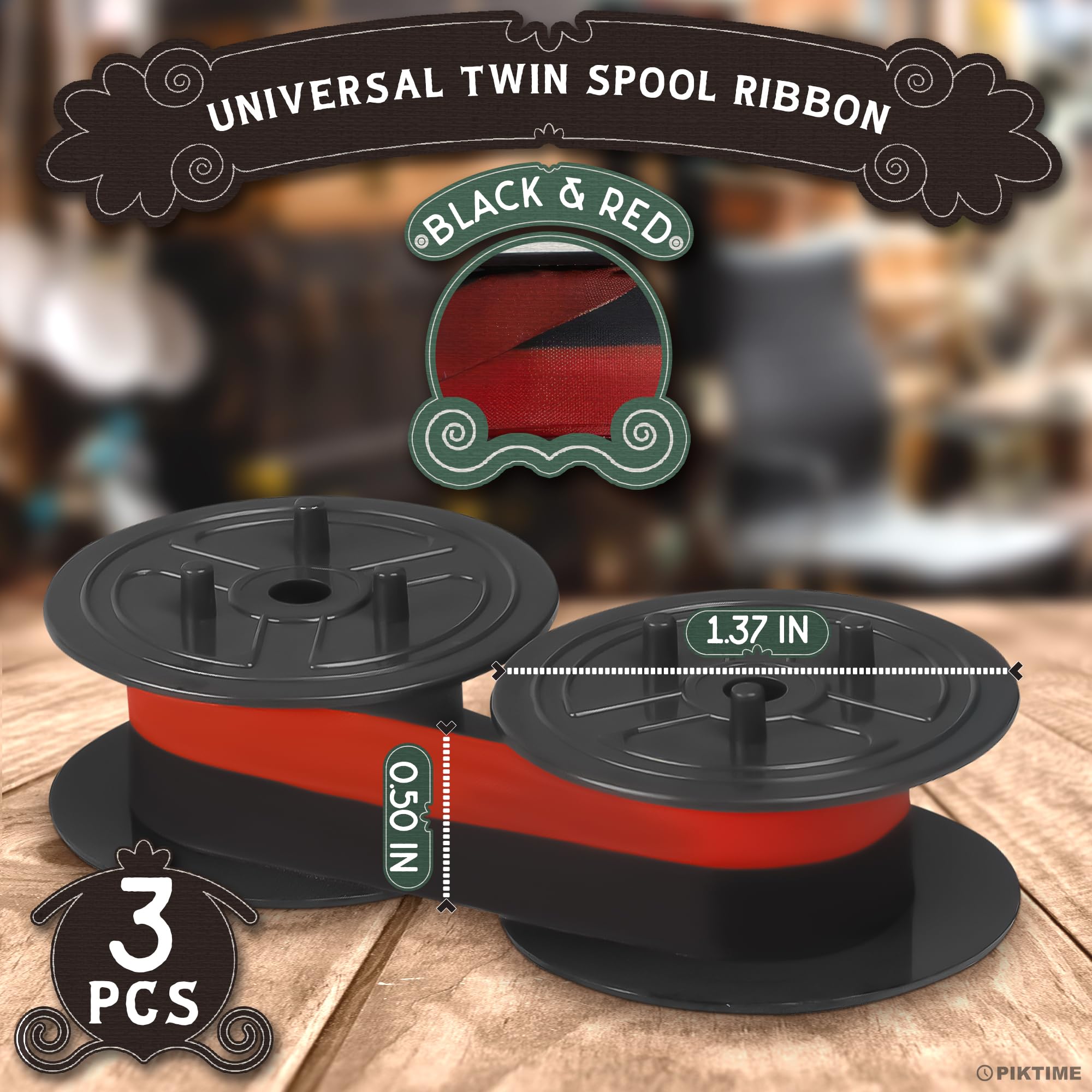 3Pcs Sharp El 1197Piii Calculator Ribbon Universal   Piktime Black And Red Ribbon Printer Machine Typewriter Ribbon Replacement